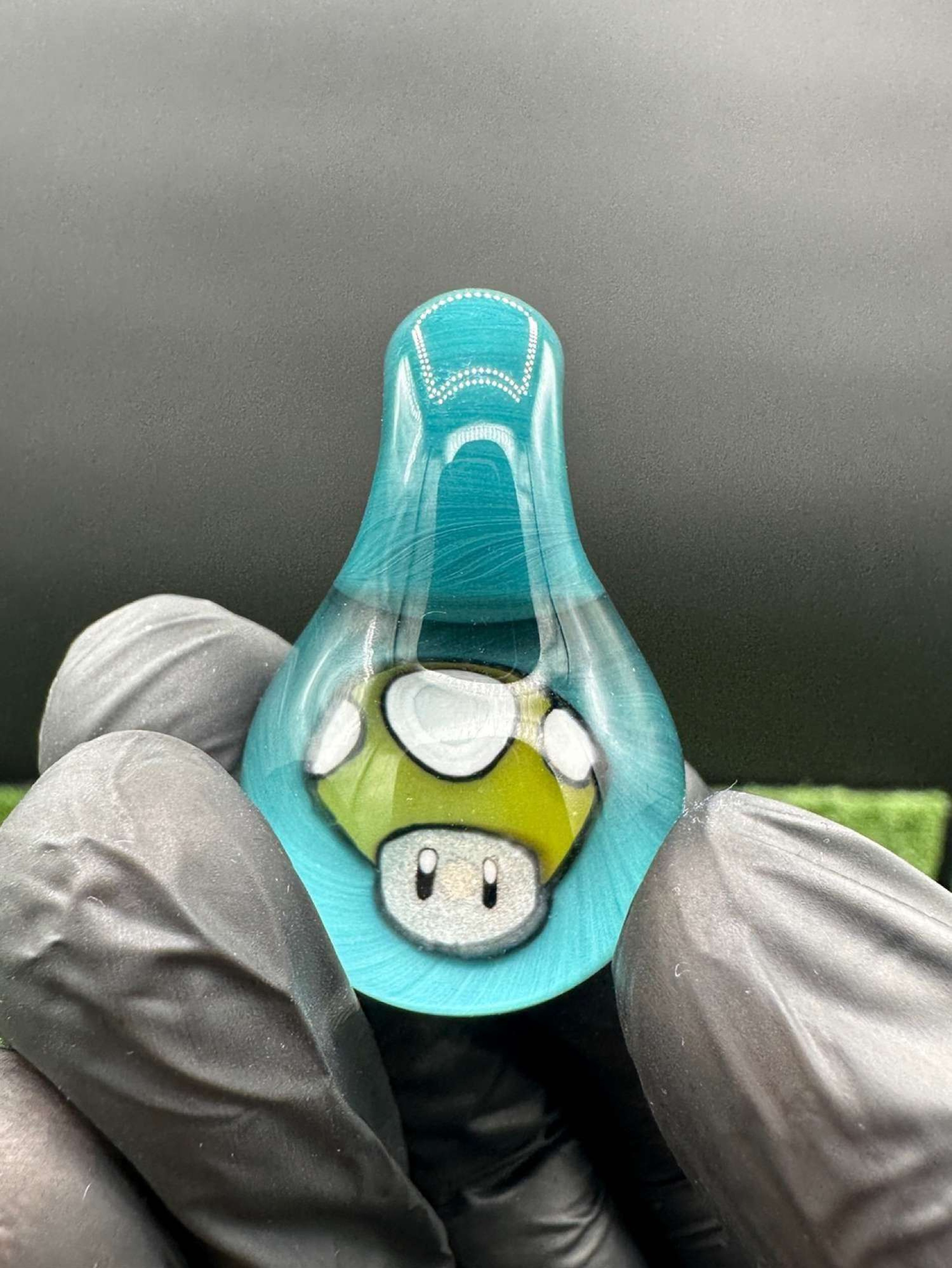 Keys Glass Mushroom Blue Pendant image 0