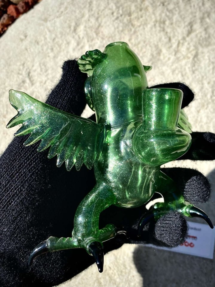 Four Winds Flameworks Green Stardust Owl 14mm🔥 Image 1