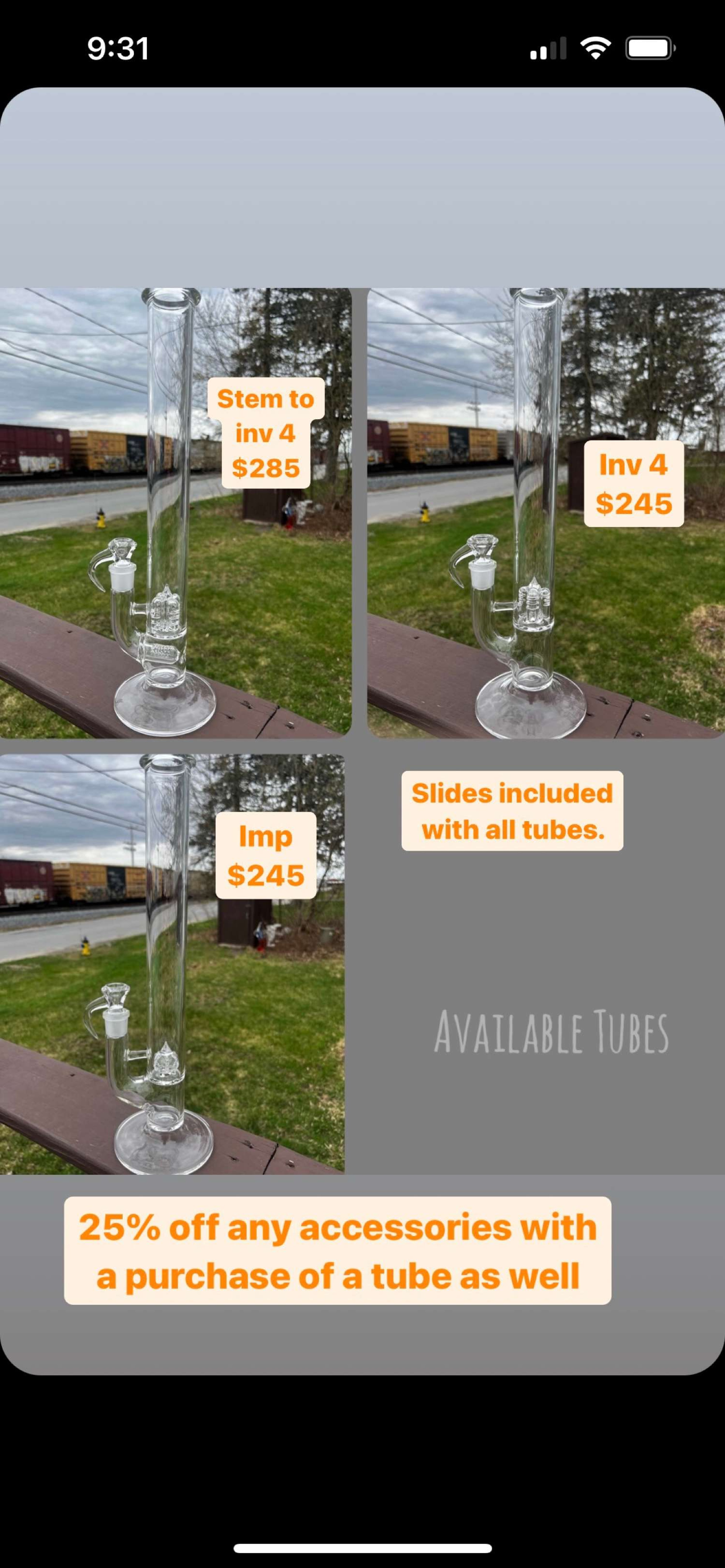 Preview pic of Available tubes with slides