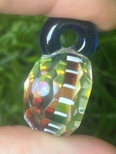 Preview pic of Karma Glass X Pat Taylor Faceted Pendant *UV Reactive*