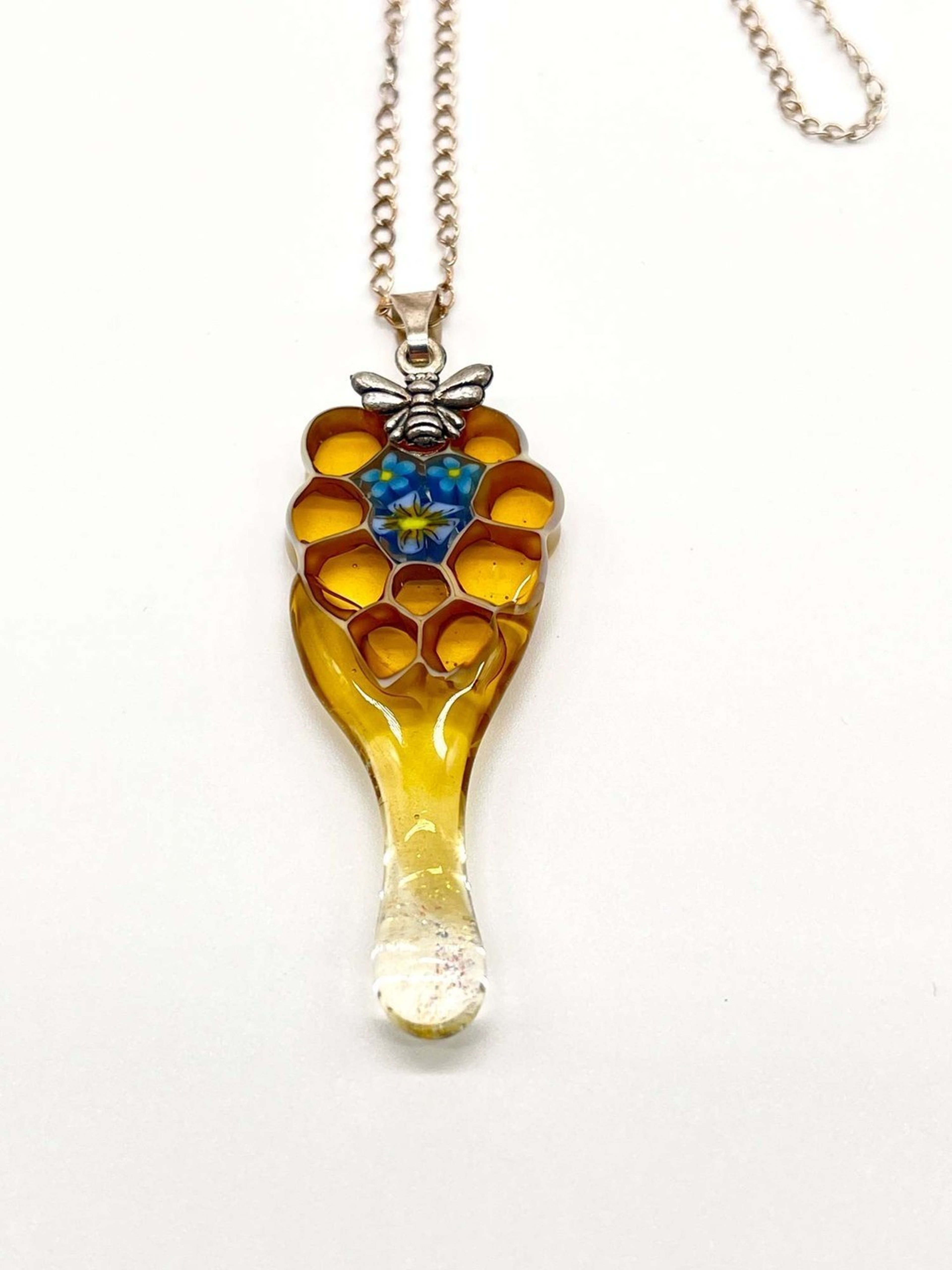 Wanderingartglass Dripping Honeycomb Pendant🍯 image 0