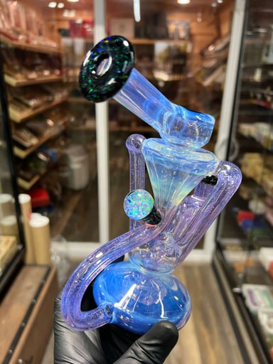 Preview pic of Boogie Glass Laid Back Neck Recycler Jet Black Cropal/ Moonstone Pink Slime Cropal W/Opal