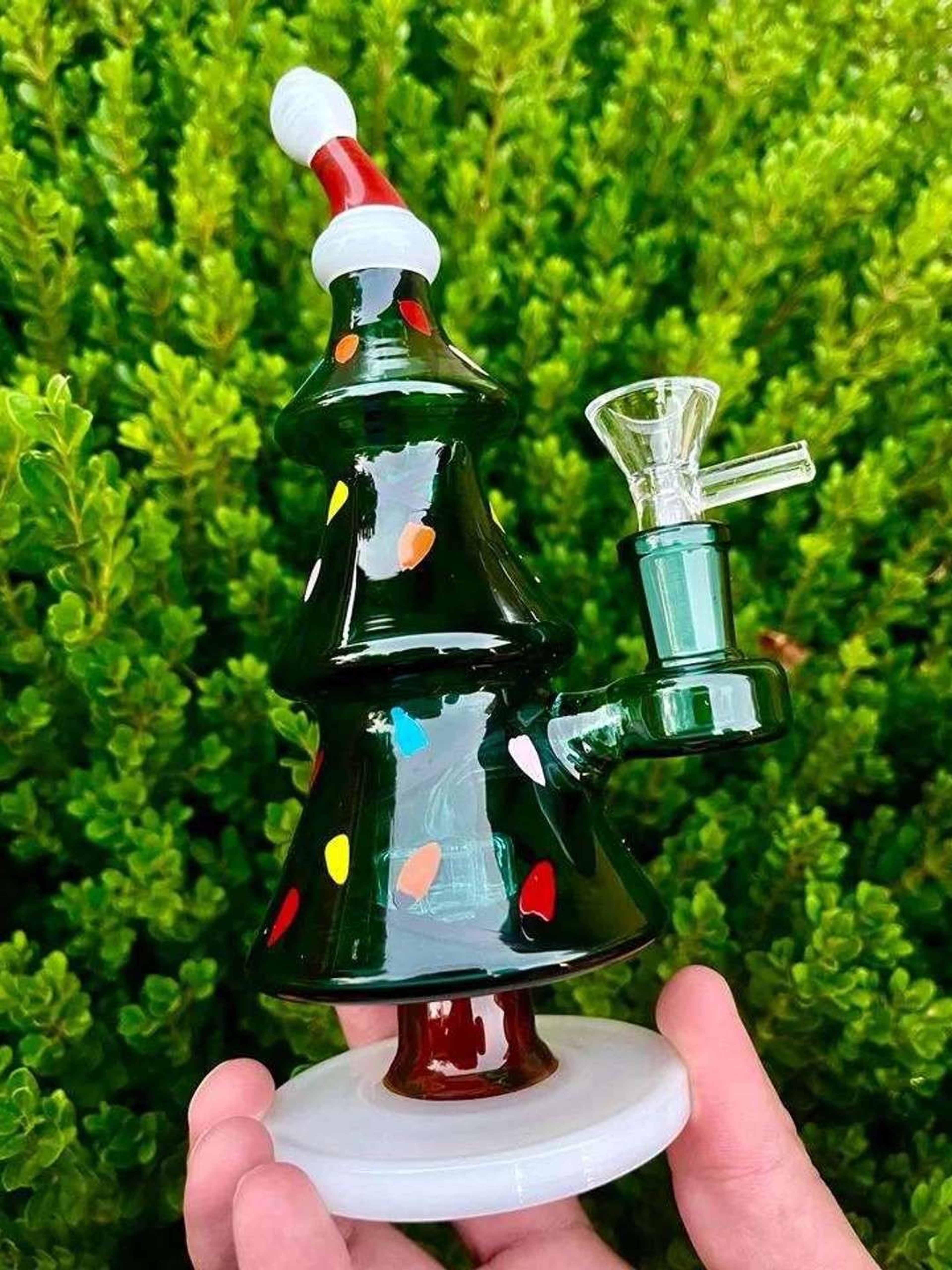 8" Christmas Tree Glass Bubbler Rig image 0