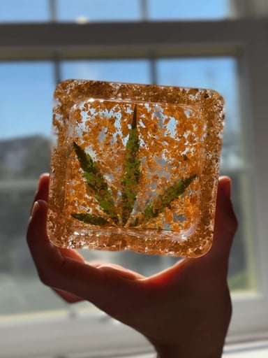 Preview pic of Clear with Gold Leaf Kissmyassh.tray with real leaf🍁