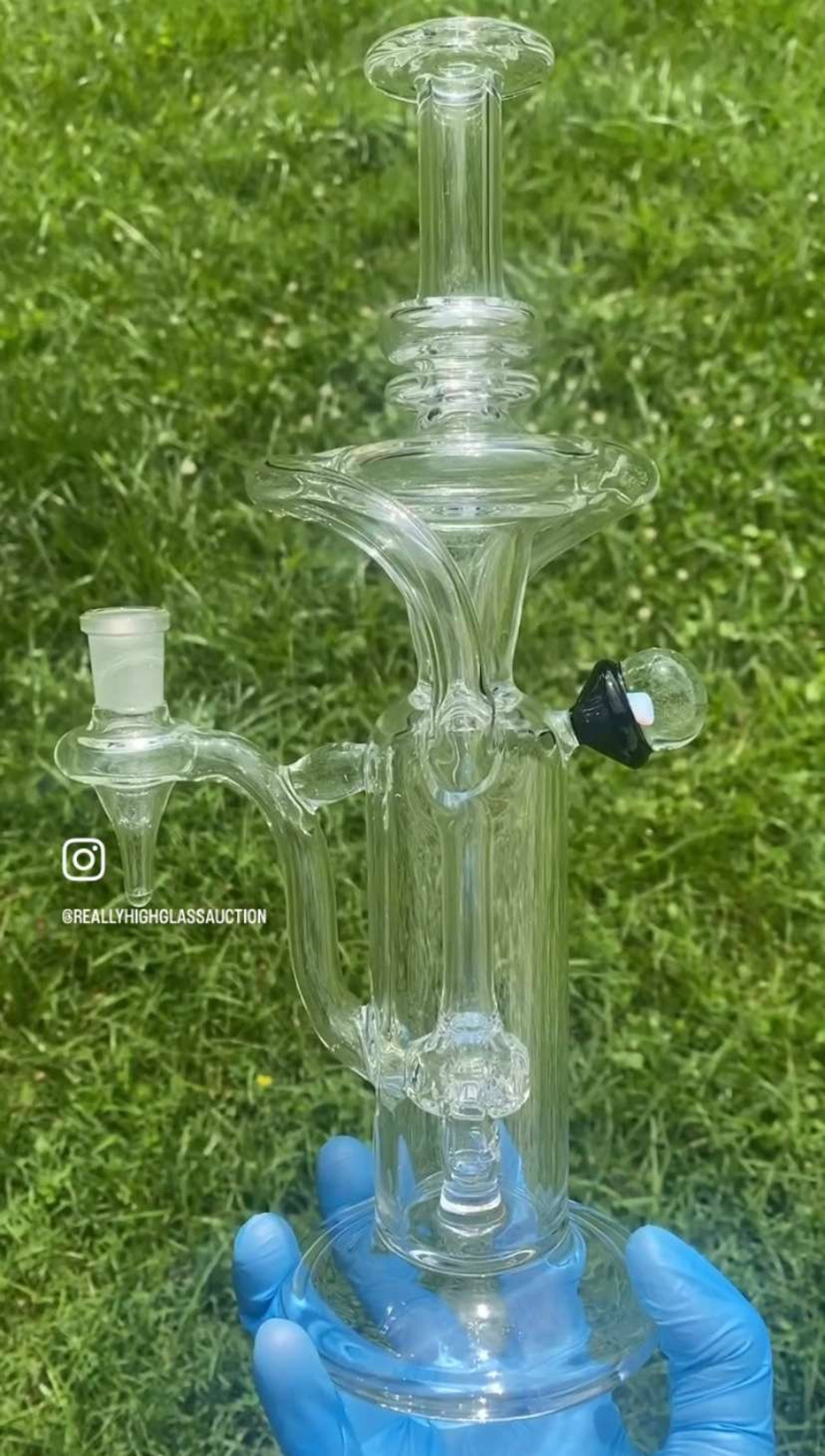 Preview pic of 1 foot Tall Opal Roadhouse Recycler tube by Shwayze Glass