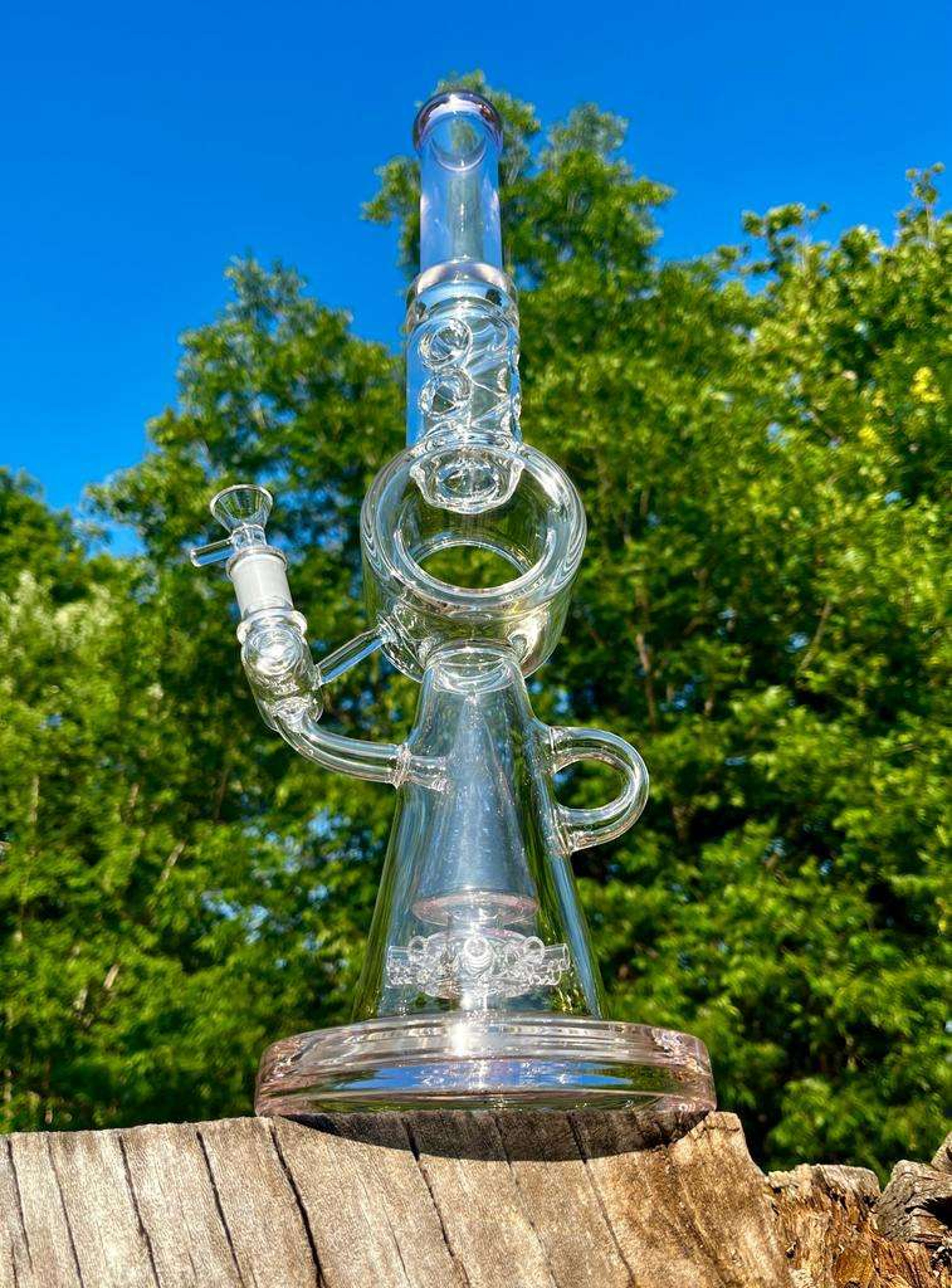 18" Tall Glass Recycler Bong Rig  image 0