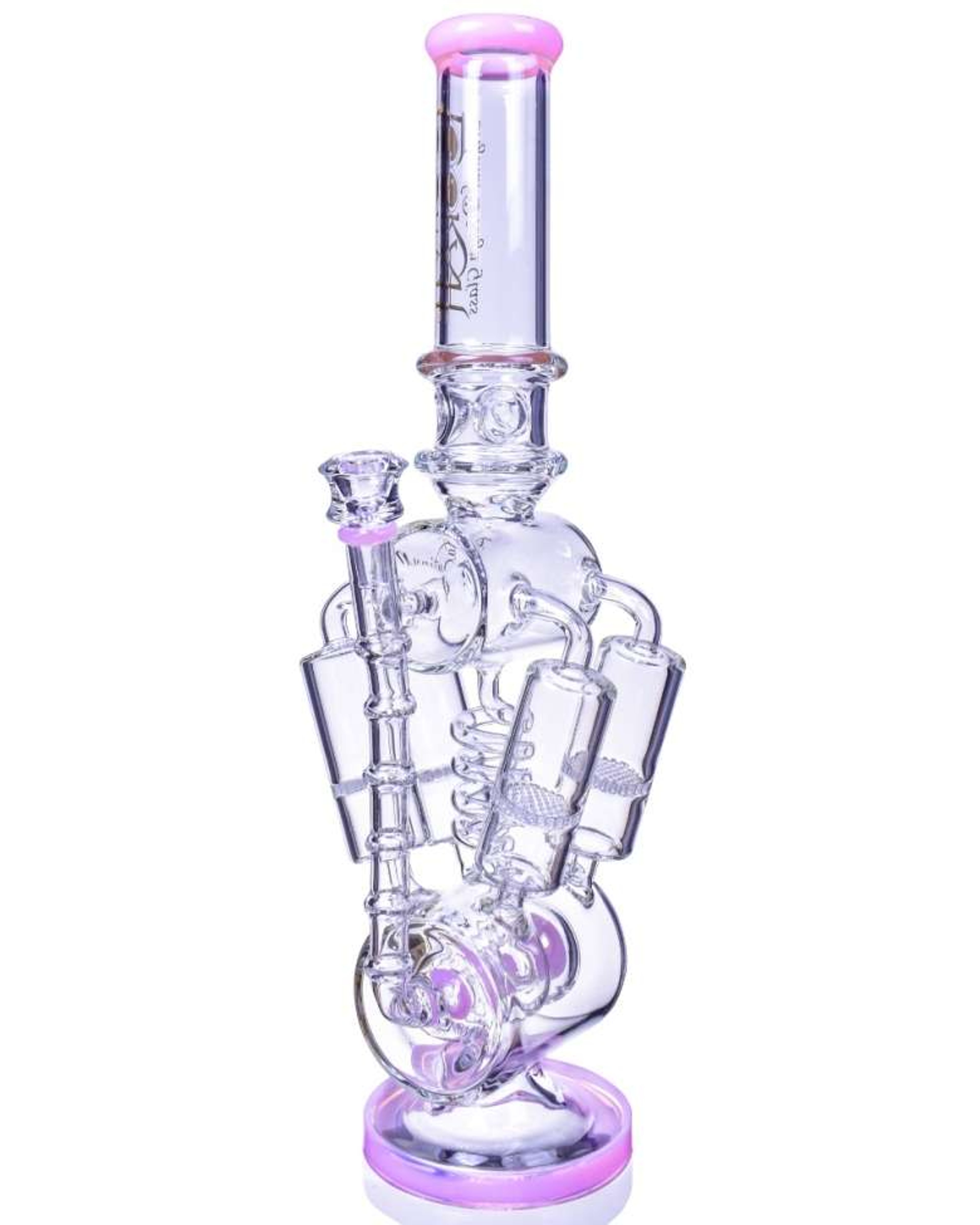 Preview pic of 20" BARREL PERC AND QUAD HONEYCOMB BONG - PINK

