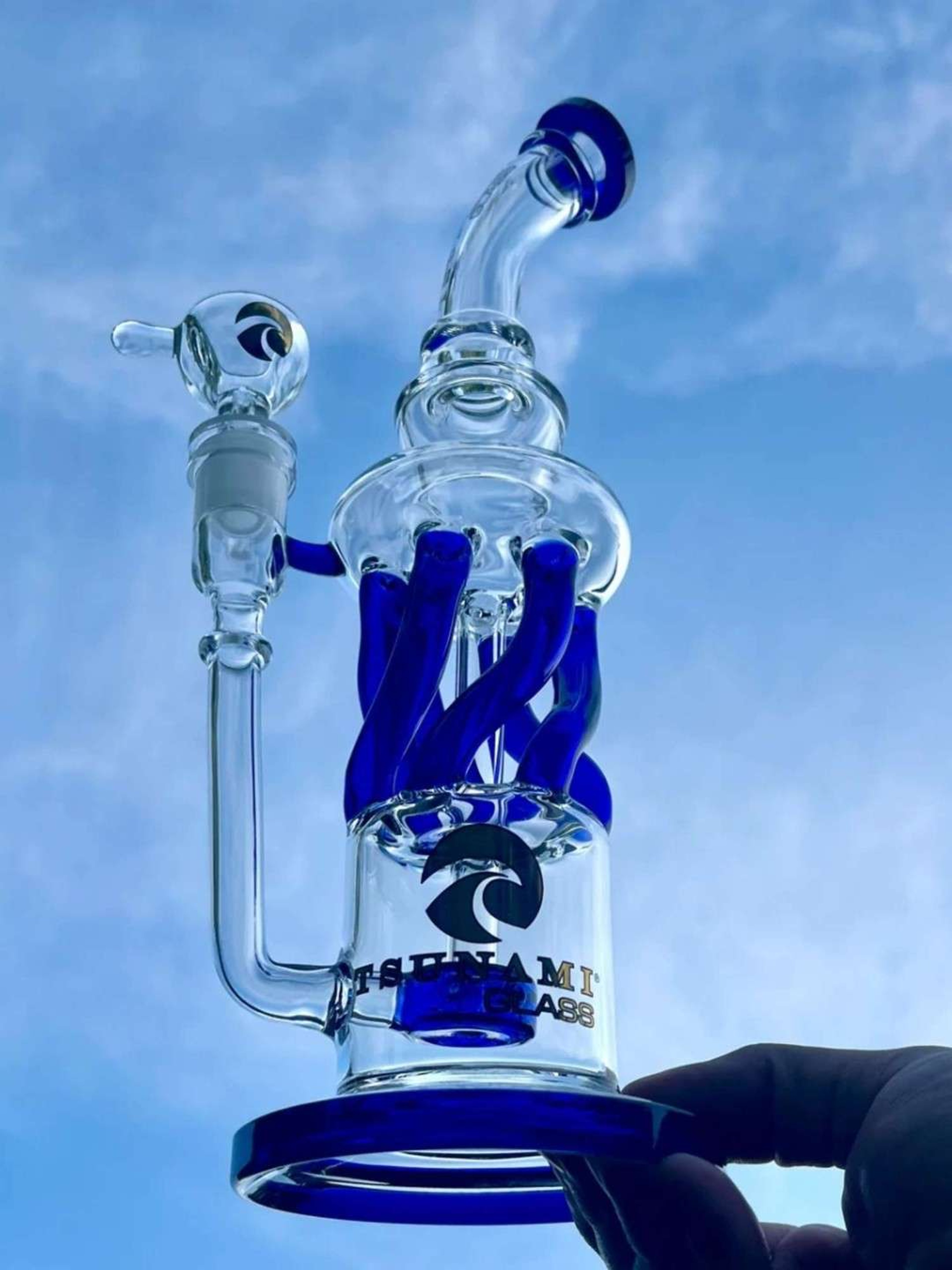 12" Tsunami Glass - Shower Head Twist Perc Recycler image 0