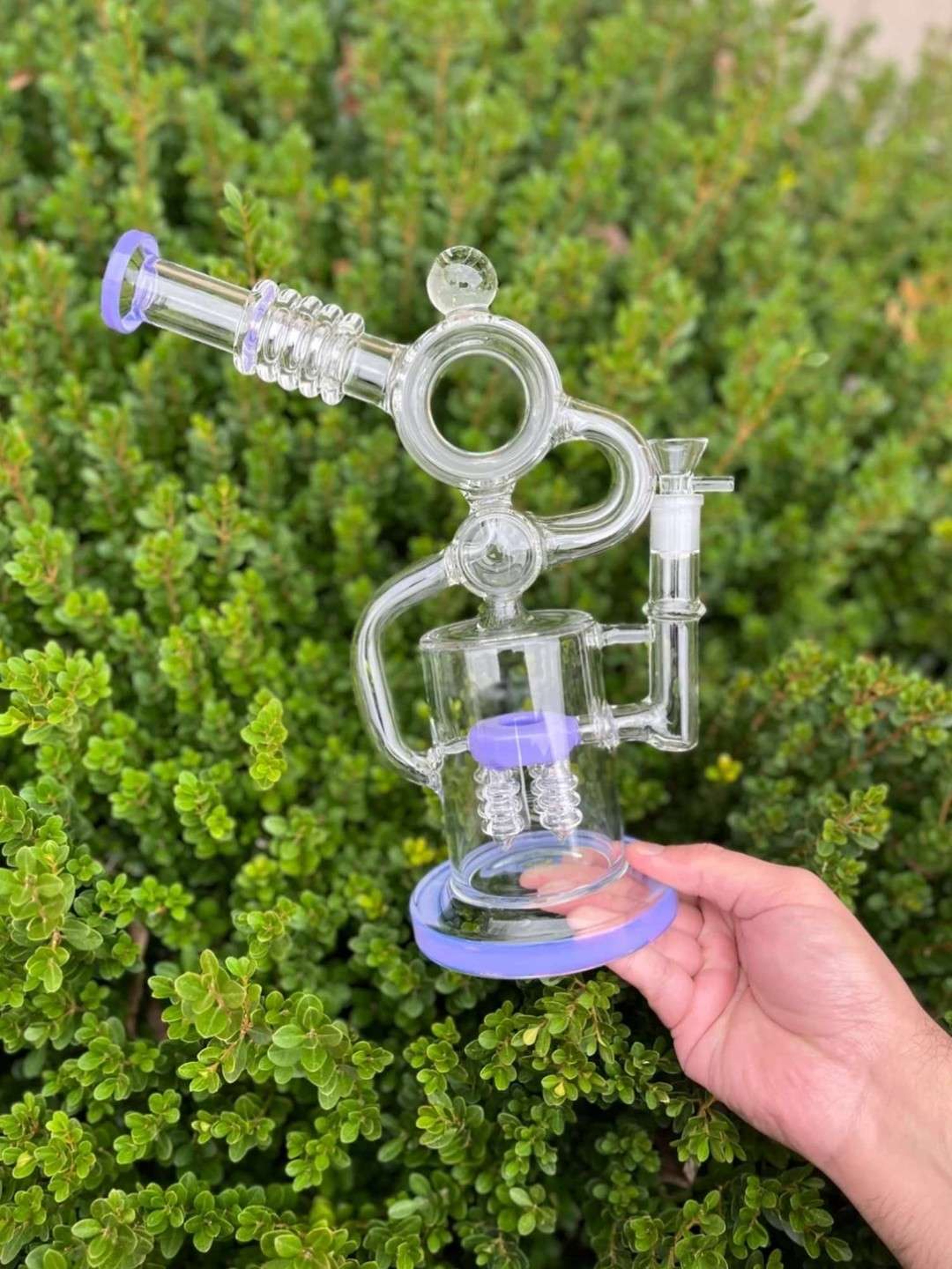 12" Inline Perc Rig Recycler Glass Bong Beaker image 0