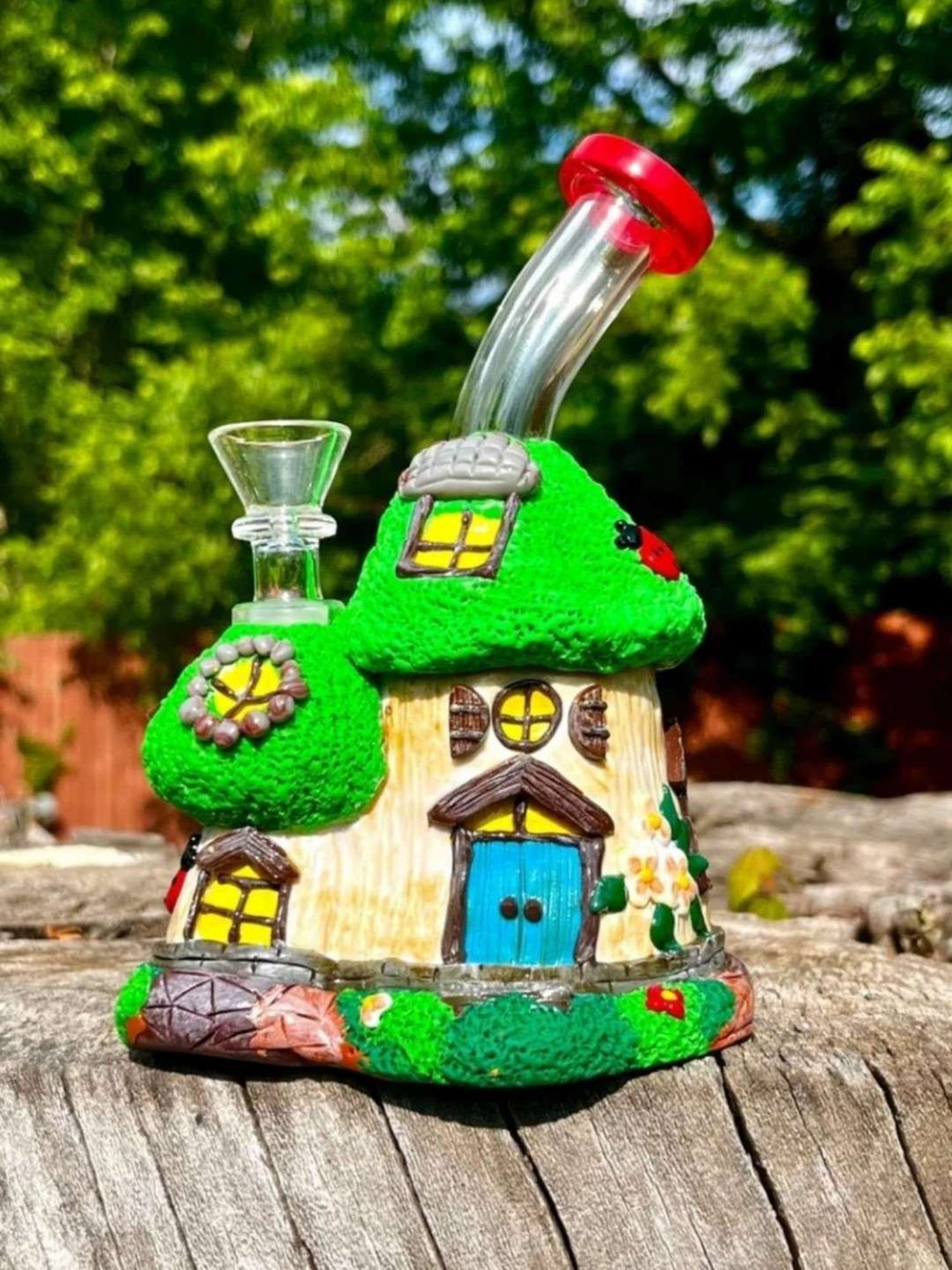 Mushroom Treehouse Ceramic Glass Pipe image 0