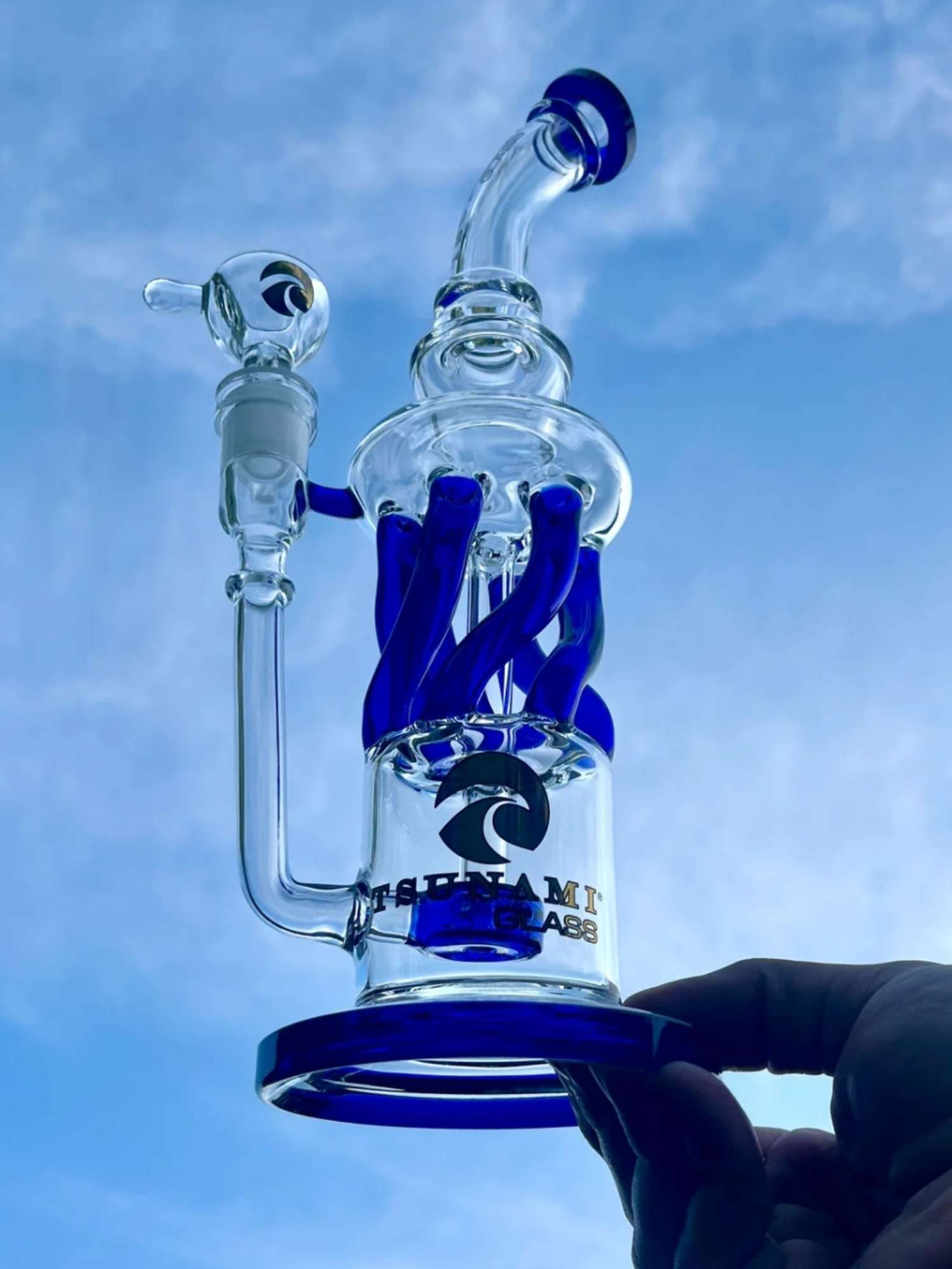 12" Tsunami Glass - Shower Head Twist Perc Recycler image 0