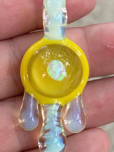 Preview pic of Yellow and Pastel Blue Twisted Opal Drip Pendant