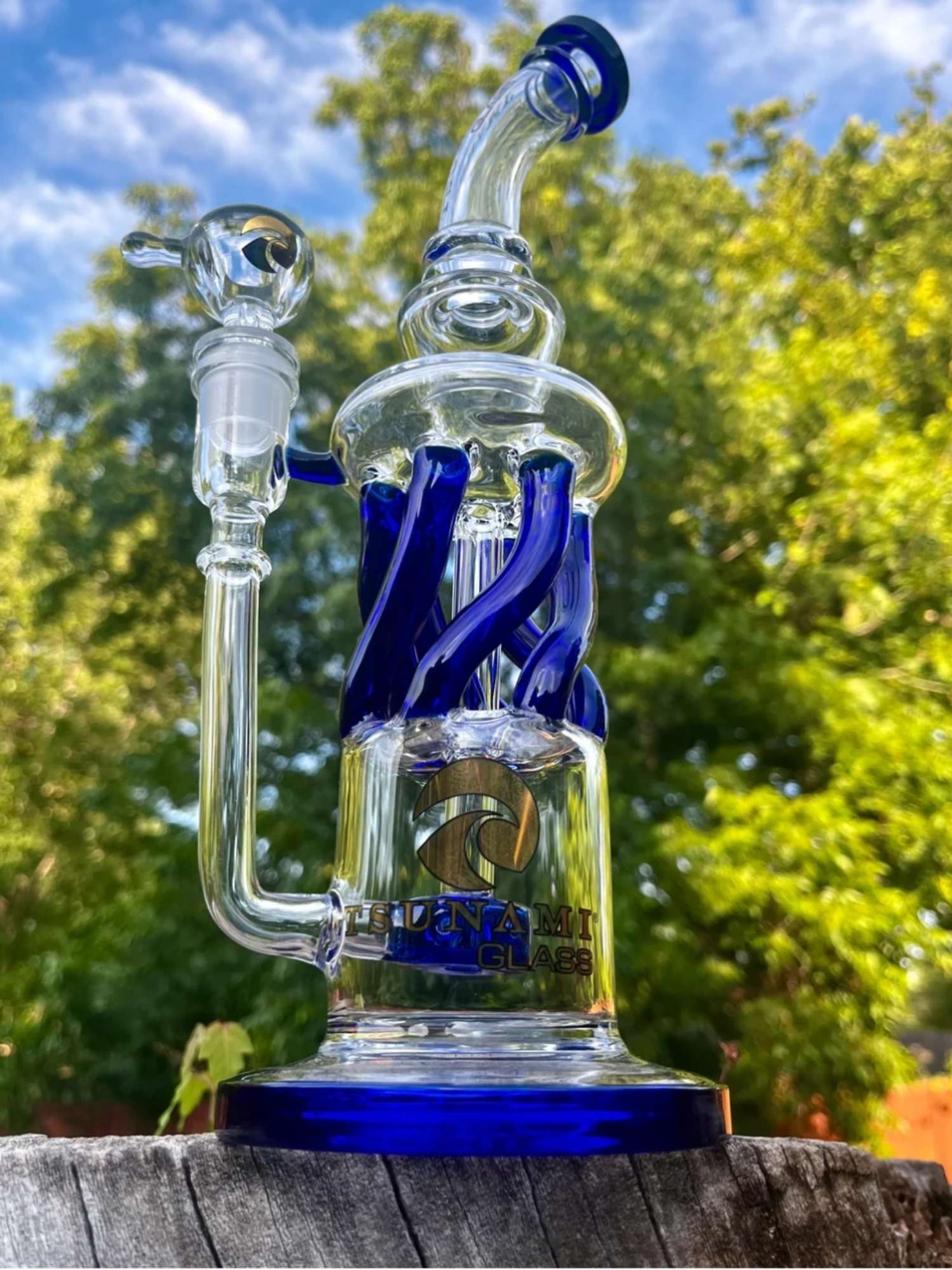 12" Tsunami Glass - Shower Head Twist Perc Recycler image 0