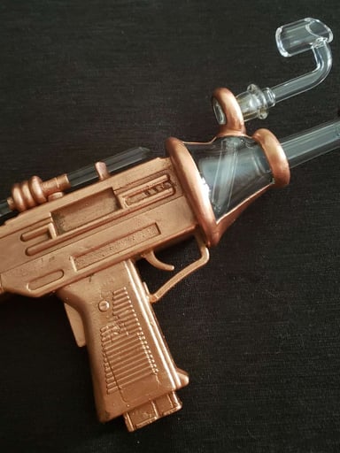 Preview pic of 10 mm Copper Electroplated Uzi Rig With Detachable Dab Tool. Comes With  Stand.
