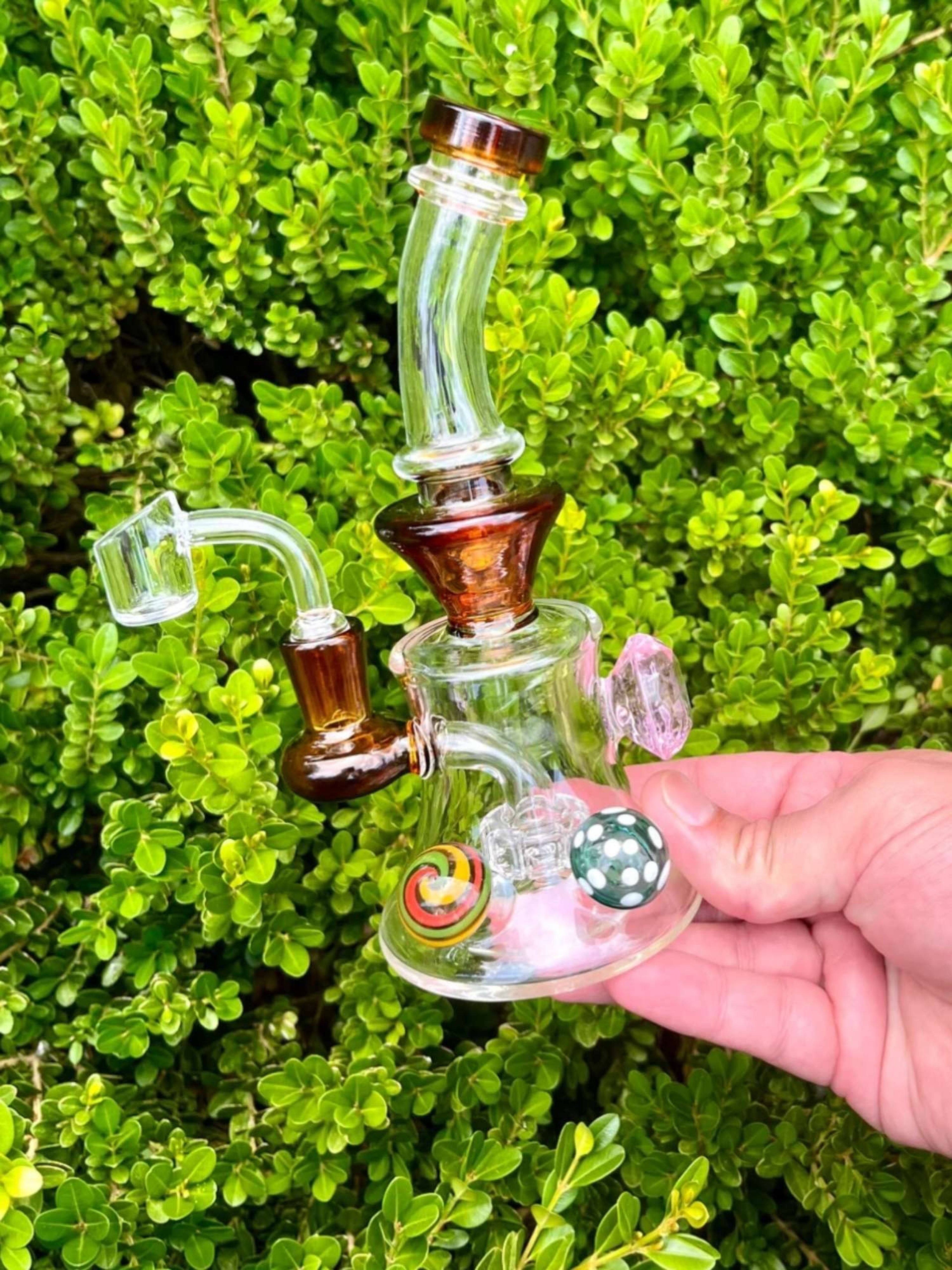 Gem and Mushroom Oil Rig - Portable Borosilicate Glass Rig image 0