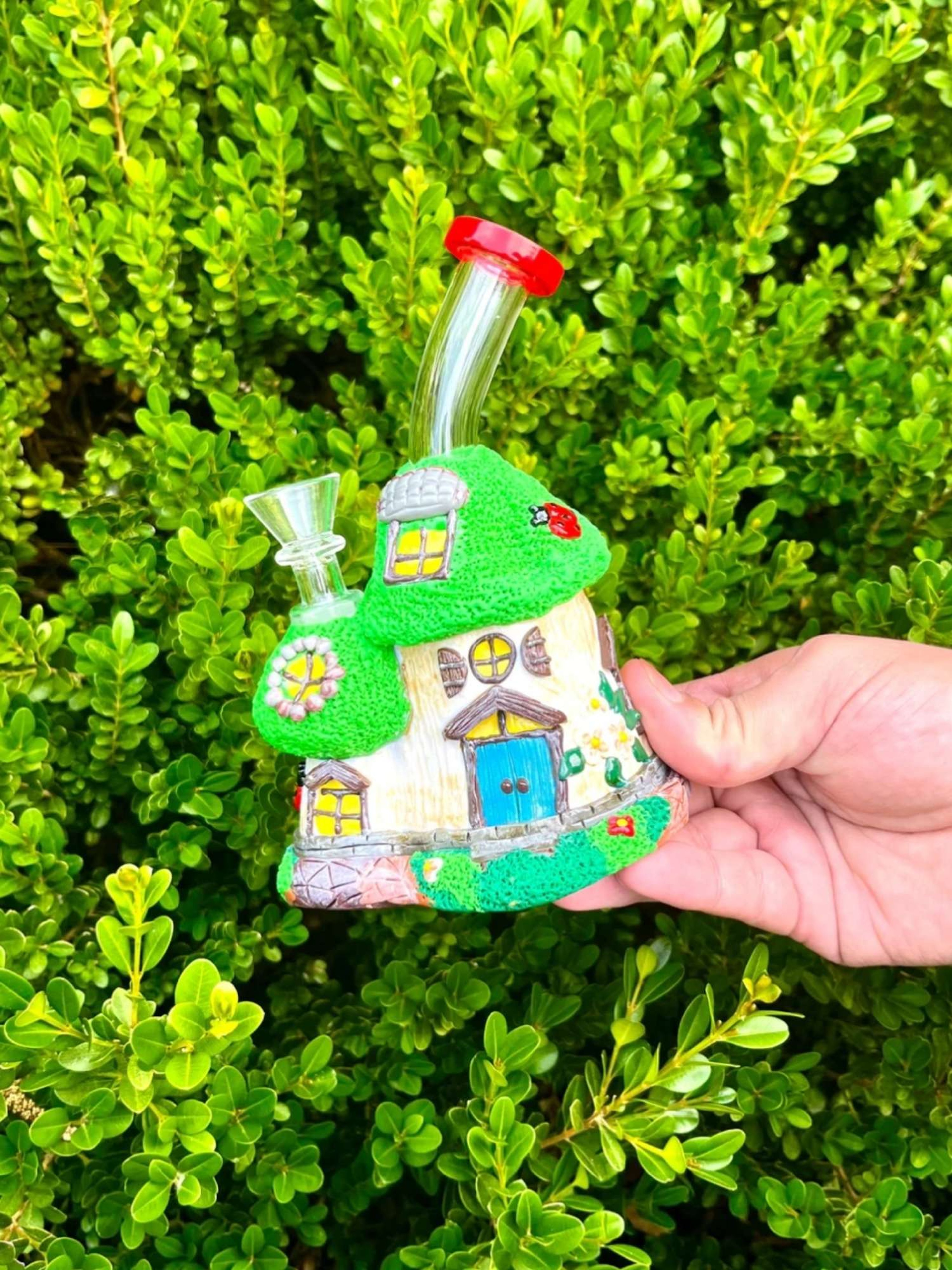 7" Mushroom Treehouse Ceramic Glass Pipe image 0