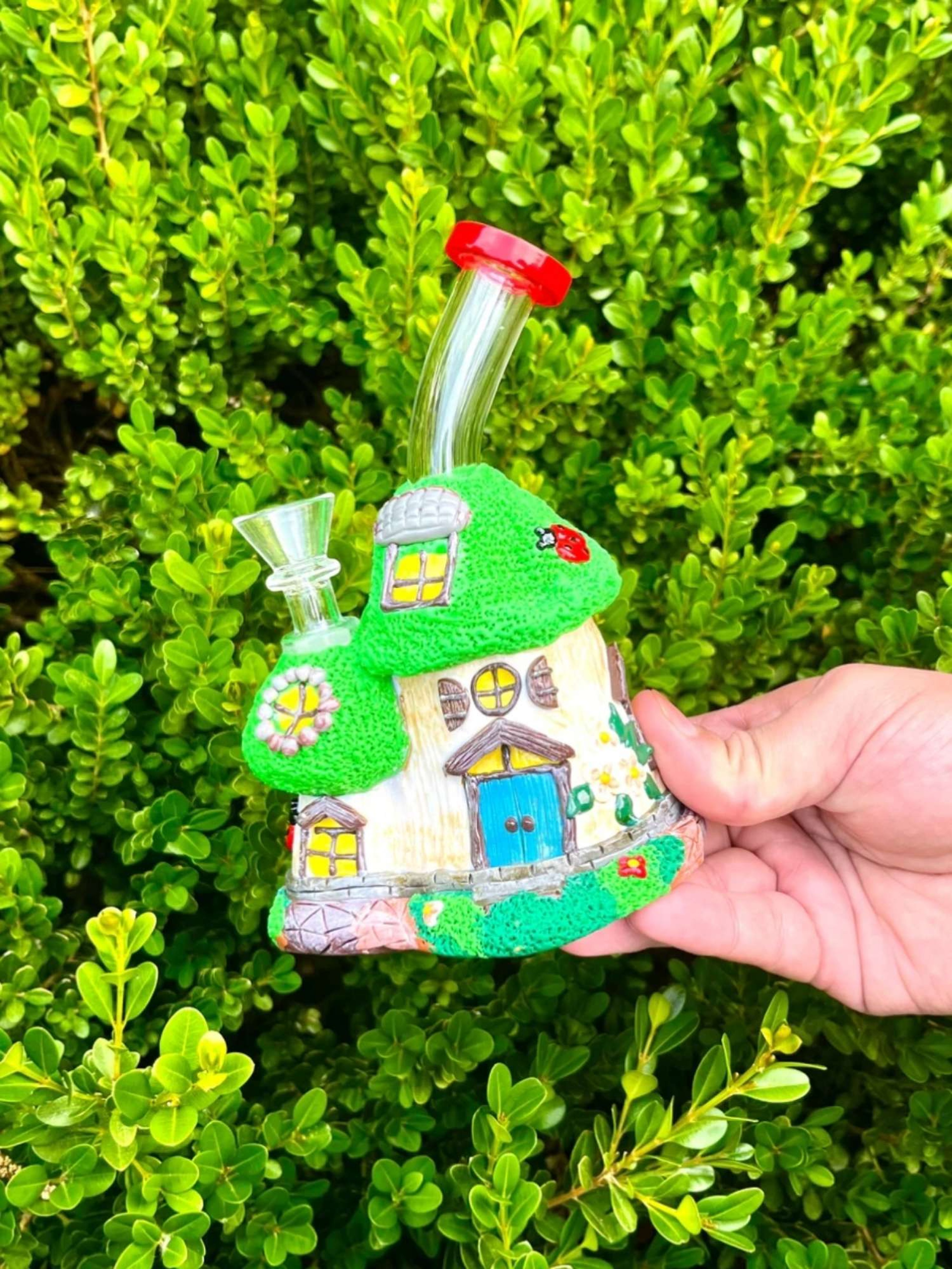 7" Mushroom Treehouse Ceramic Glass Pipe image 0