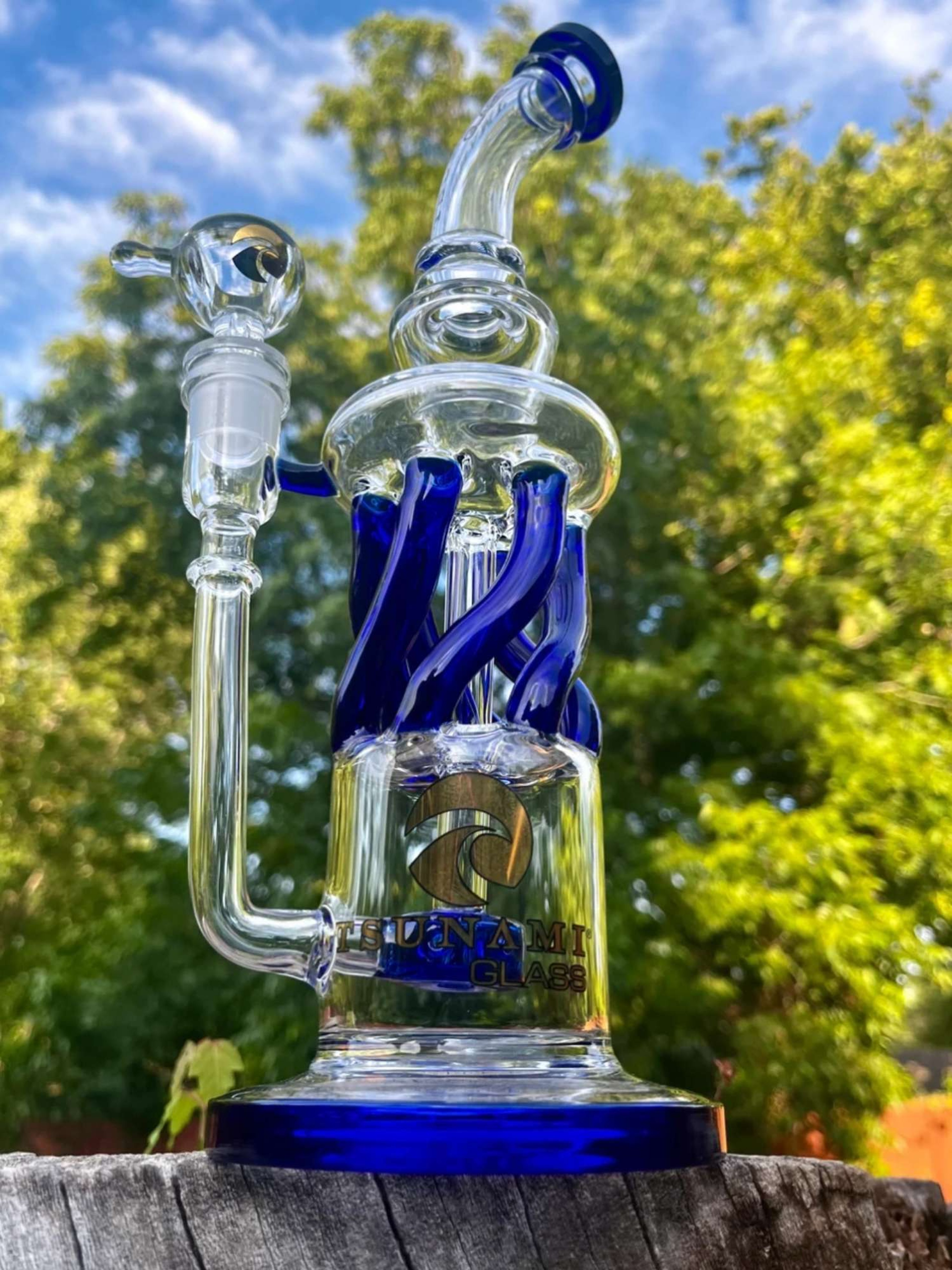 12" Tsunami Glass - Shower Head Twist Perc Recycler image 0