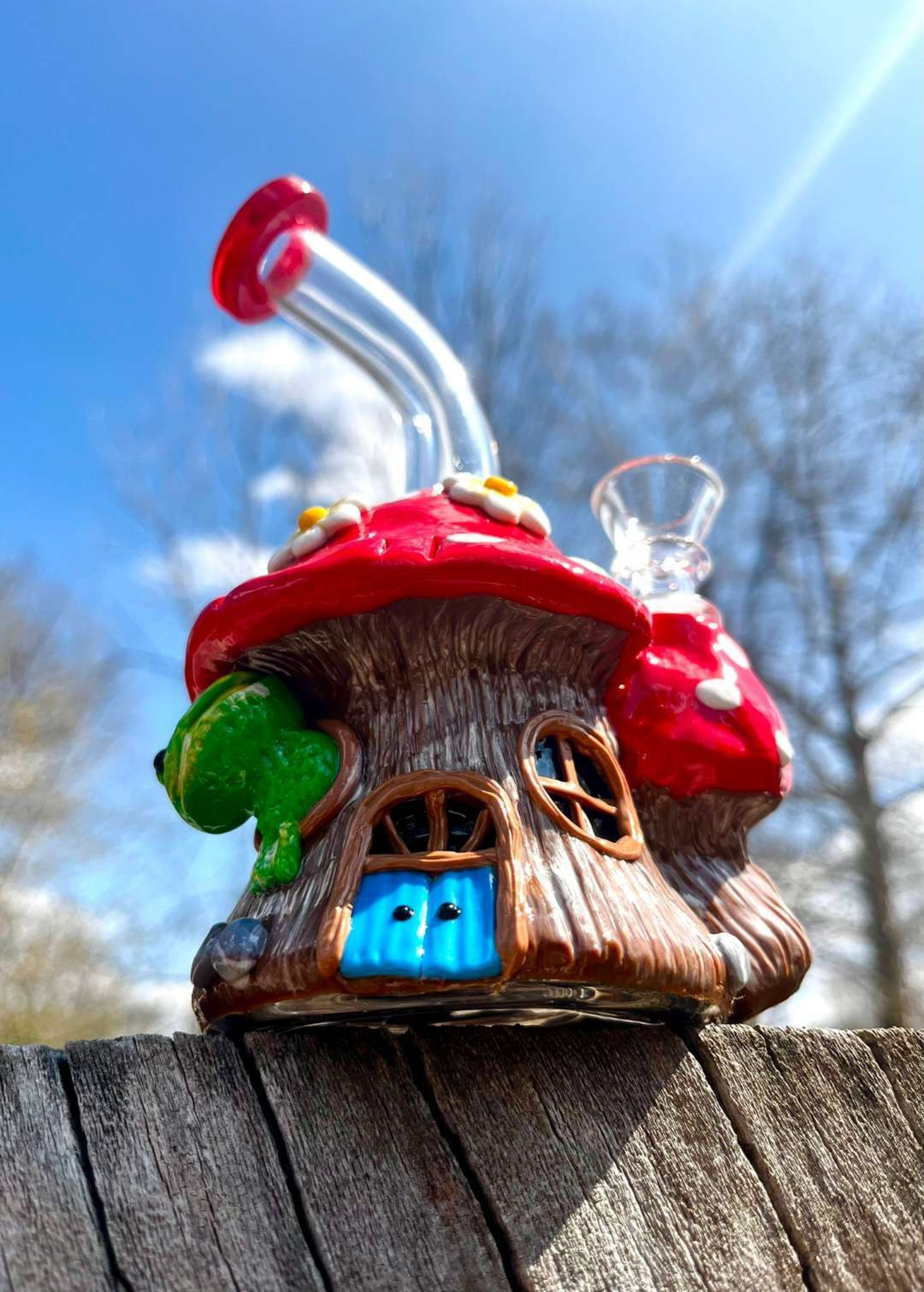 6" Froggy Glass Ceramic Bubbler Rig image 0