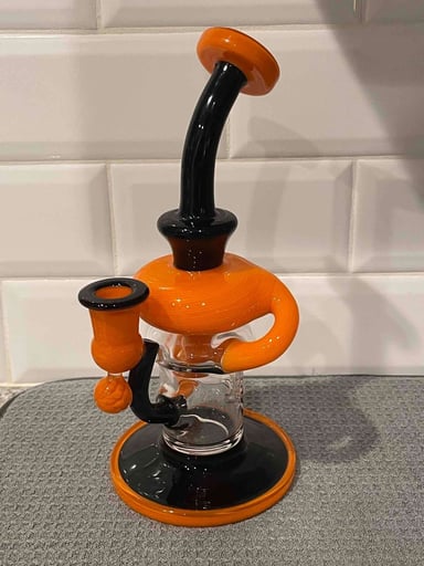 Preview pic of 14 mm PAG recycler orange and black bent neck