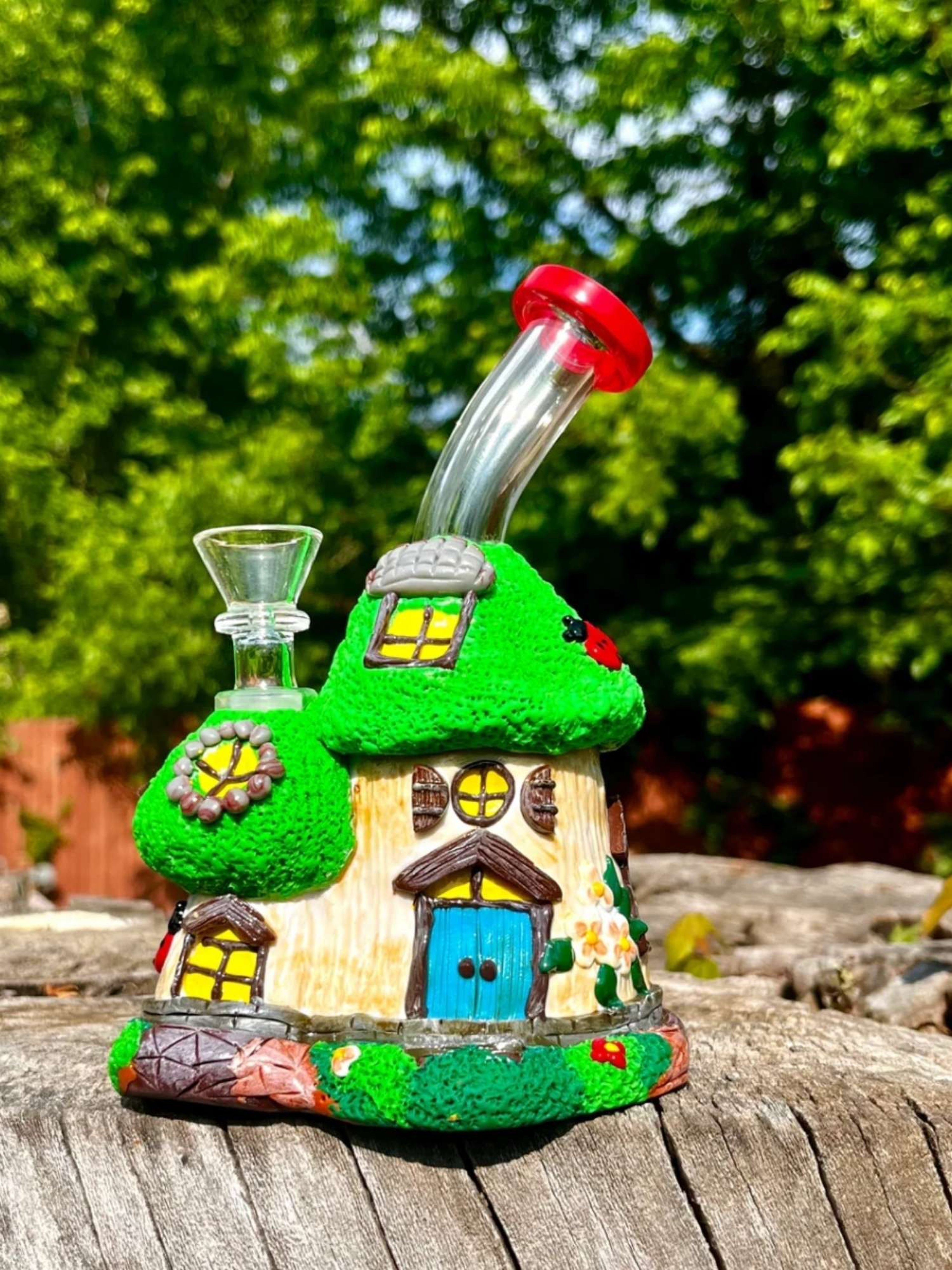 7" Mushroom Treehouse Ceramic Glass Pipe image 0