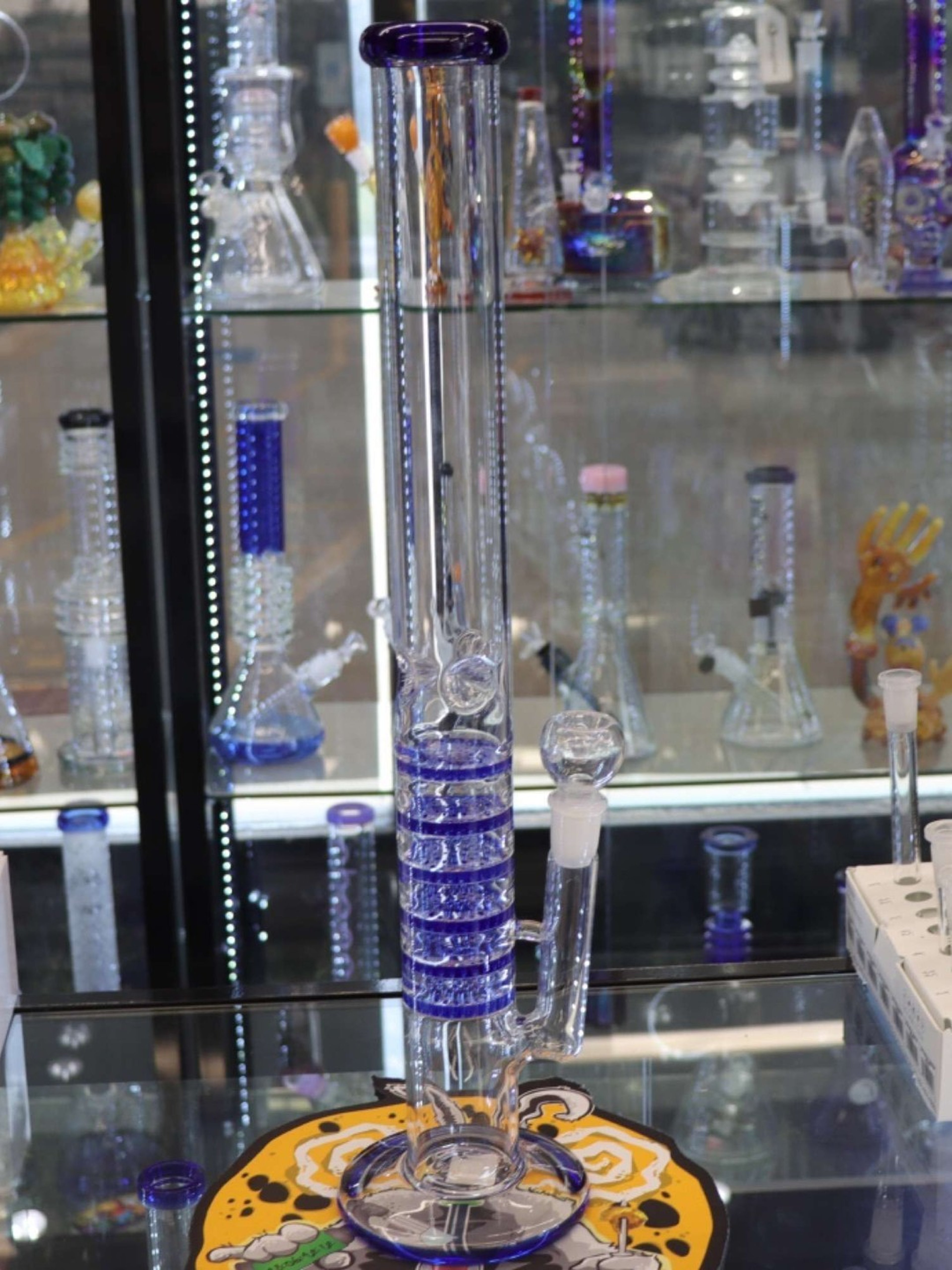 Straight Tube (Blue, 6 Perc) Bong image 0