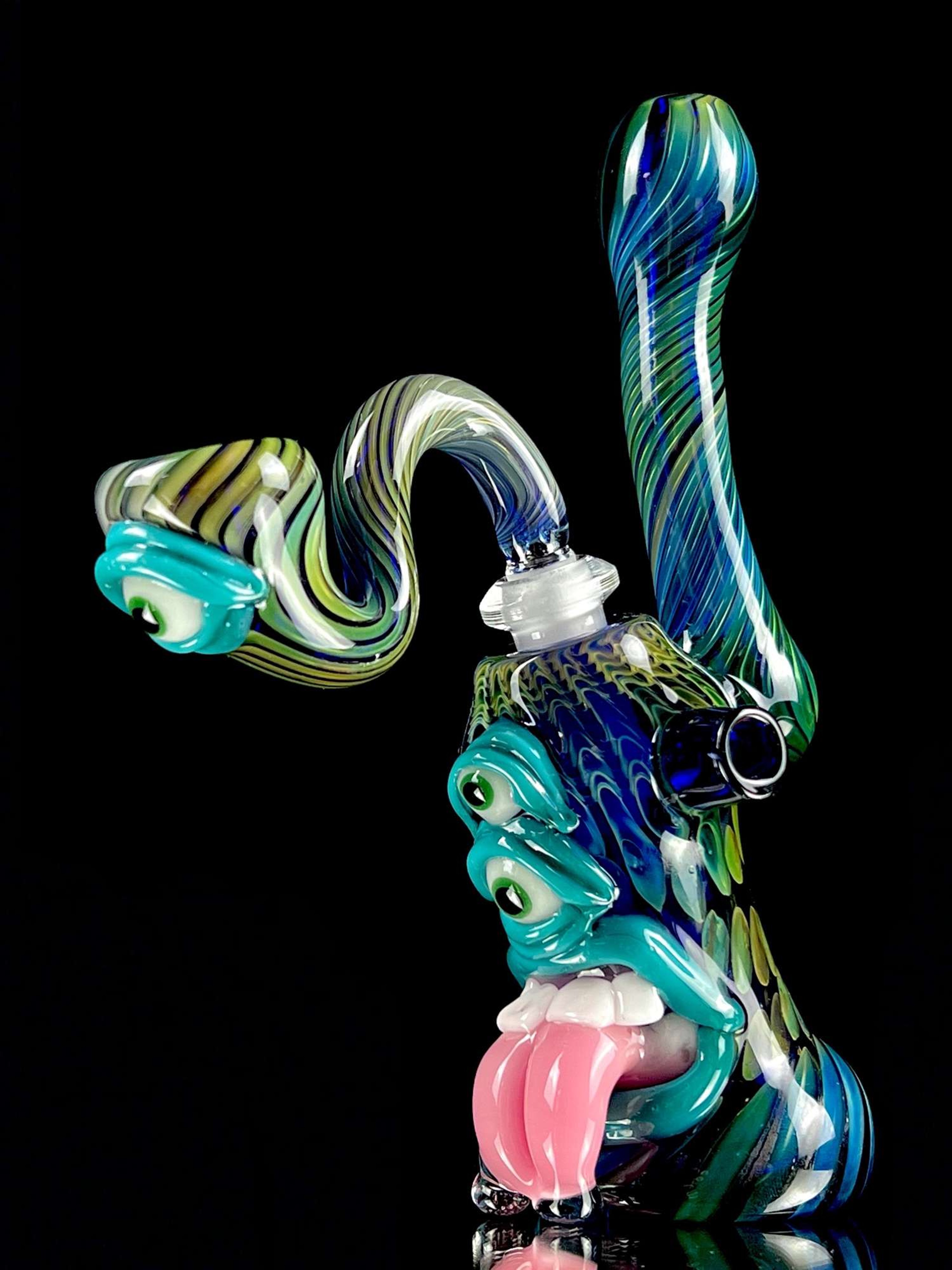 10mm gold fume over cobalt bubbler by Leviathan Glass image 0