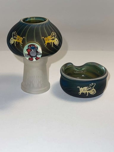 Preview pic of Little B Glass Vapor Dome & Honey Dish Stimpy Millie Marble
