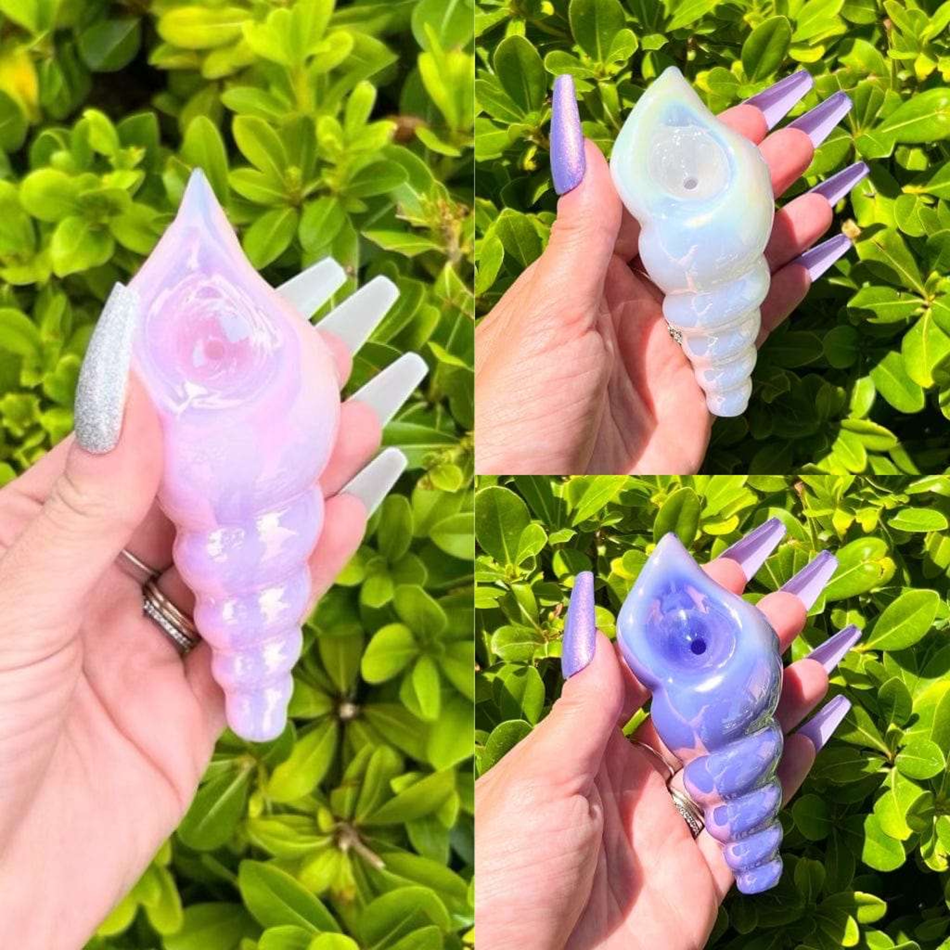 Iridescent Seashell Hand Pipe image 0