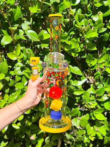 Preview pic of Cheech 16in Straight Tube Colorful Blocks Water Pipe