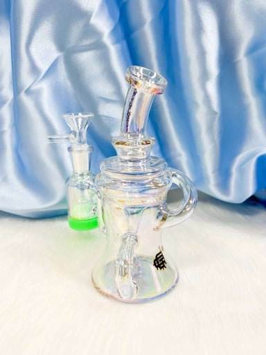 Preview pic of Iridescent Crystal Glass Recycler Reclaimer Water Pipe