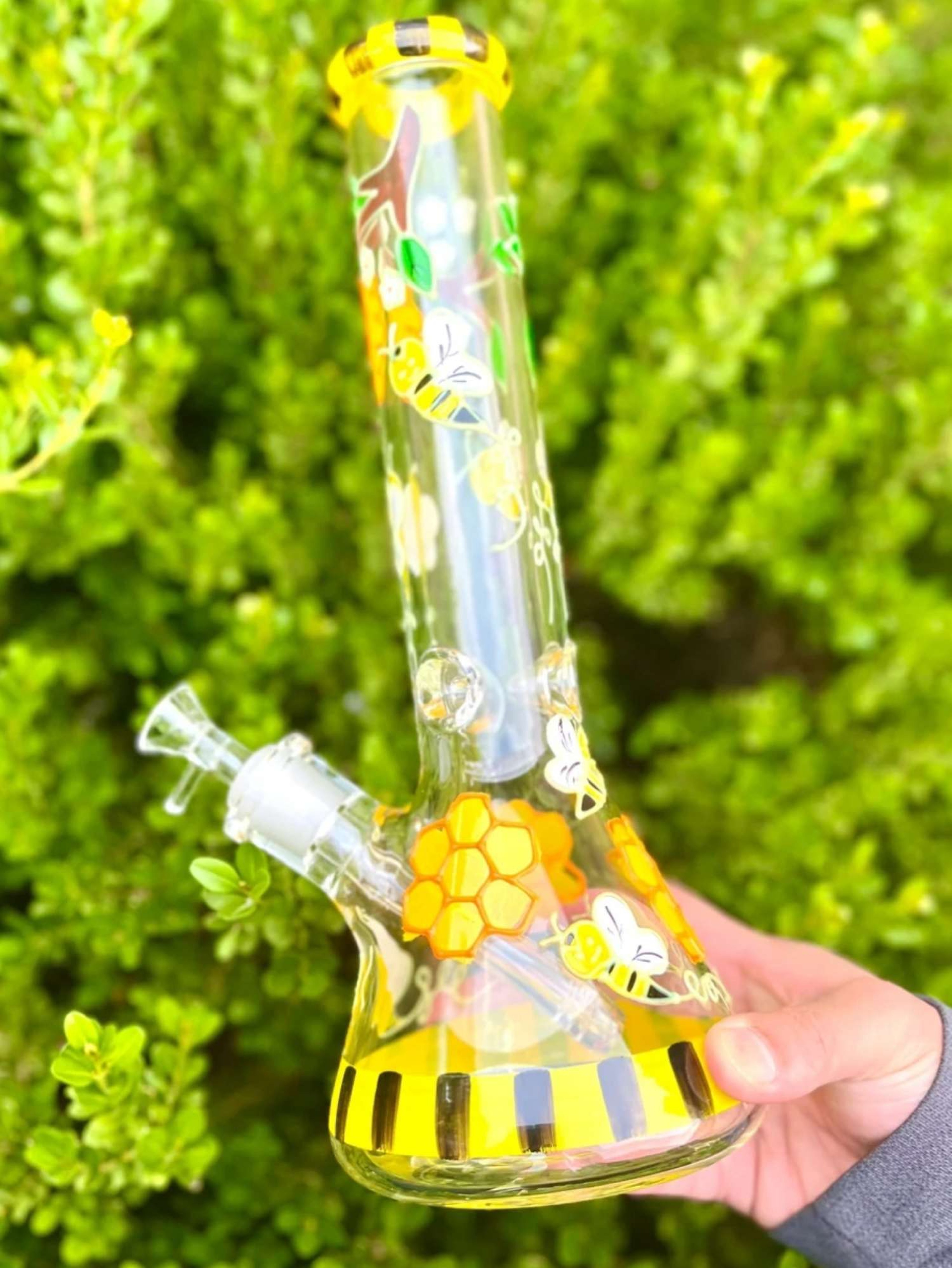 13" Glow in the Dark Honeybee Beaker image 0