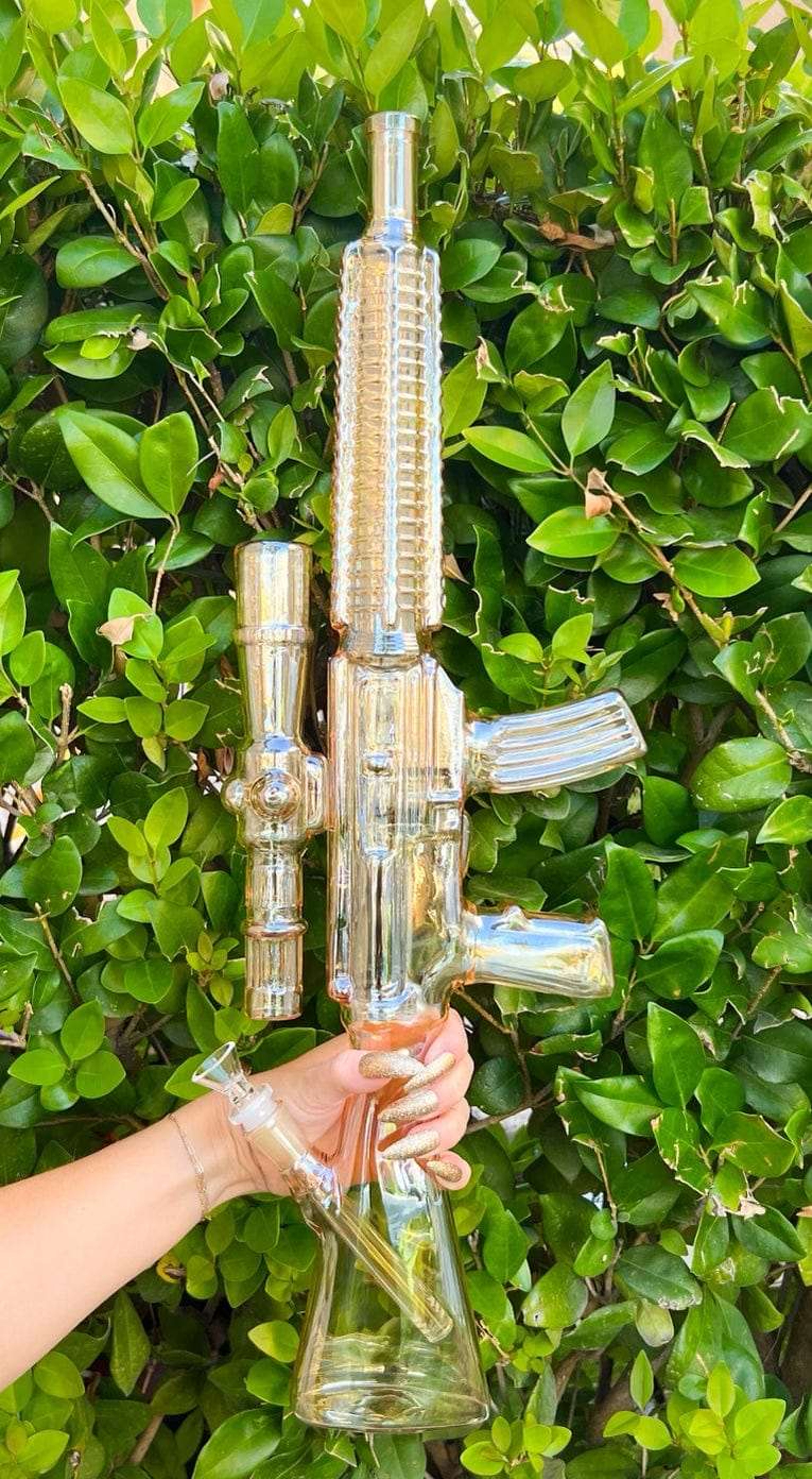 24in Amber Iridescent Assault Rifle Water Pipe image 0
