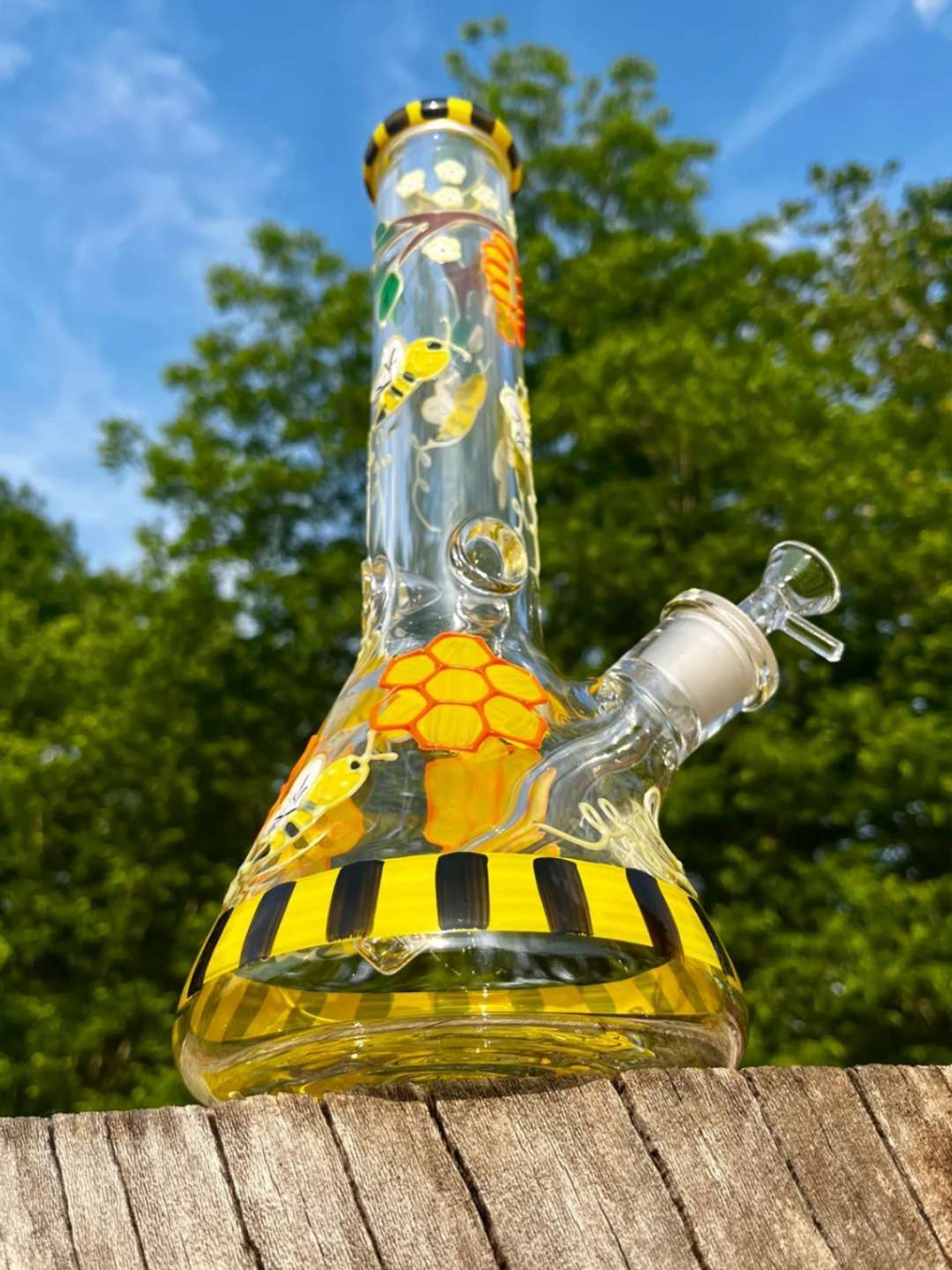 13" Glow in the Dark Honeybee Beaker image 0
