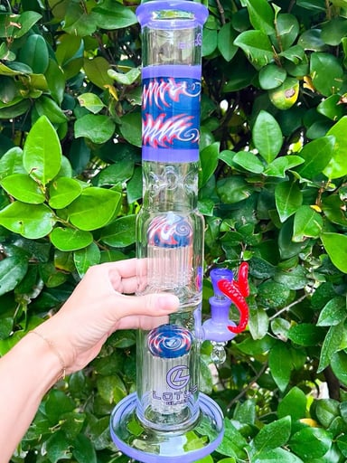 Preview pic of Lotus 16 Inch Wig Wag Double Tree Perc Water Pipe