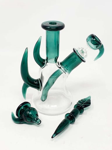 Preview pic of 2KGlassWorks Emerald Green Water Pipe Set