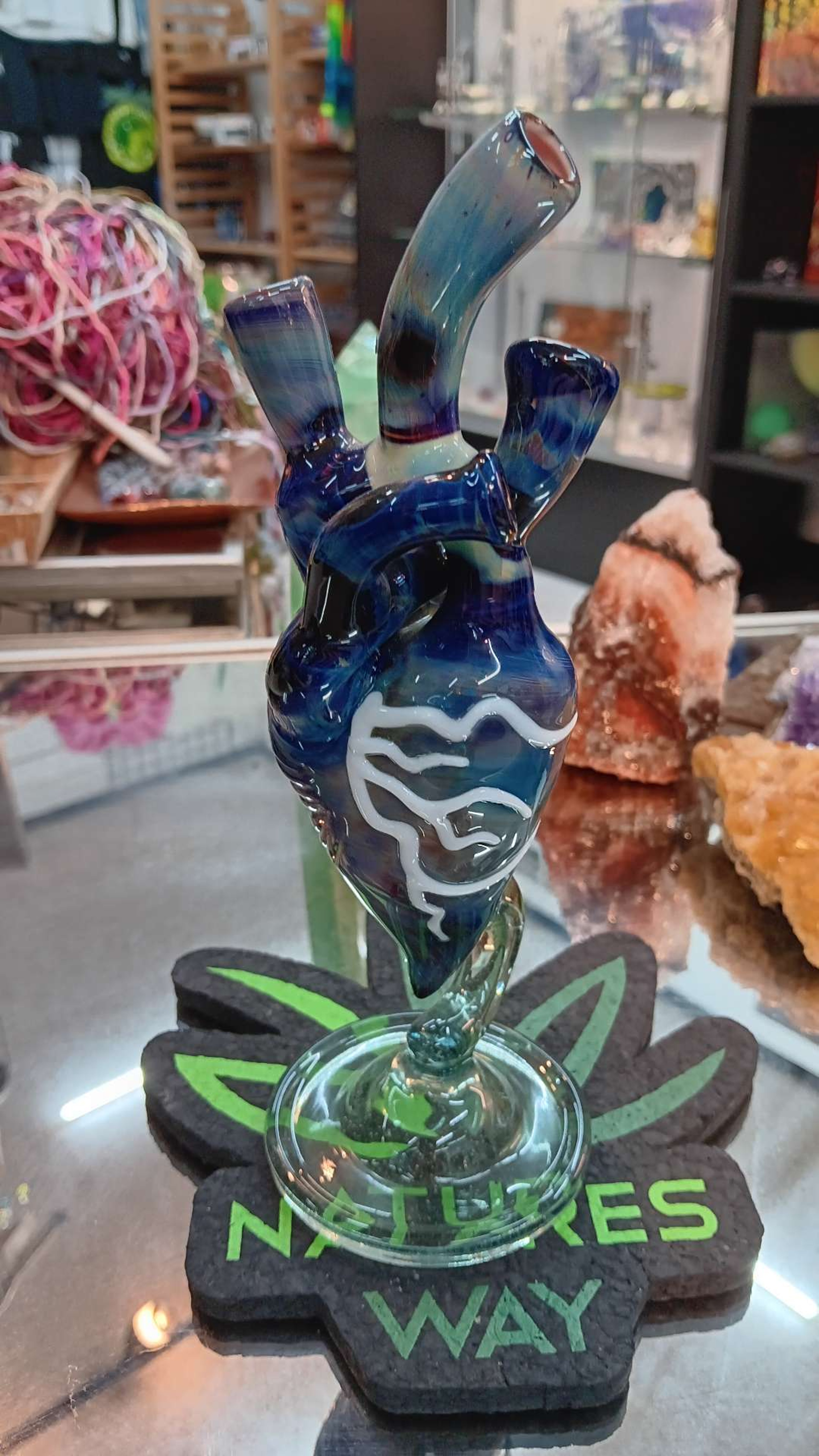 Blue Heart Bubbler JOP glass image 0