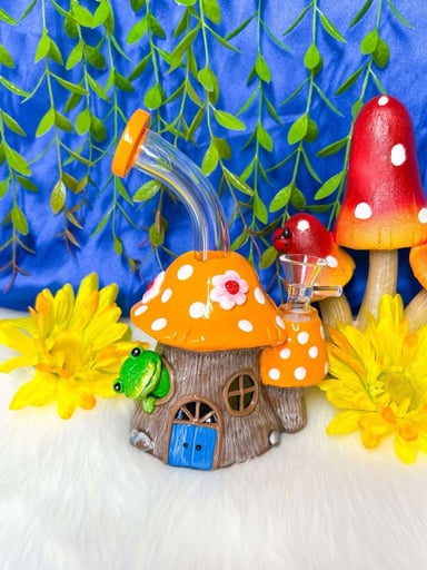 Preview pic of Orange Frog Mushroom Cottage Water Pipe