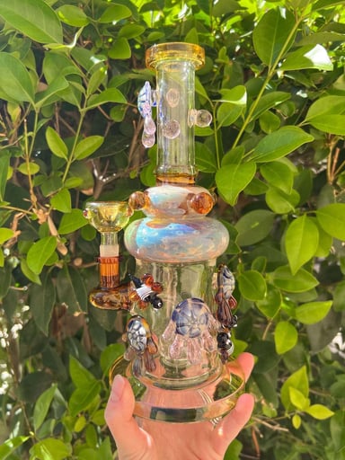 Preview pic of Amber Beehive Drip 10 Inch Water Pipe