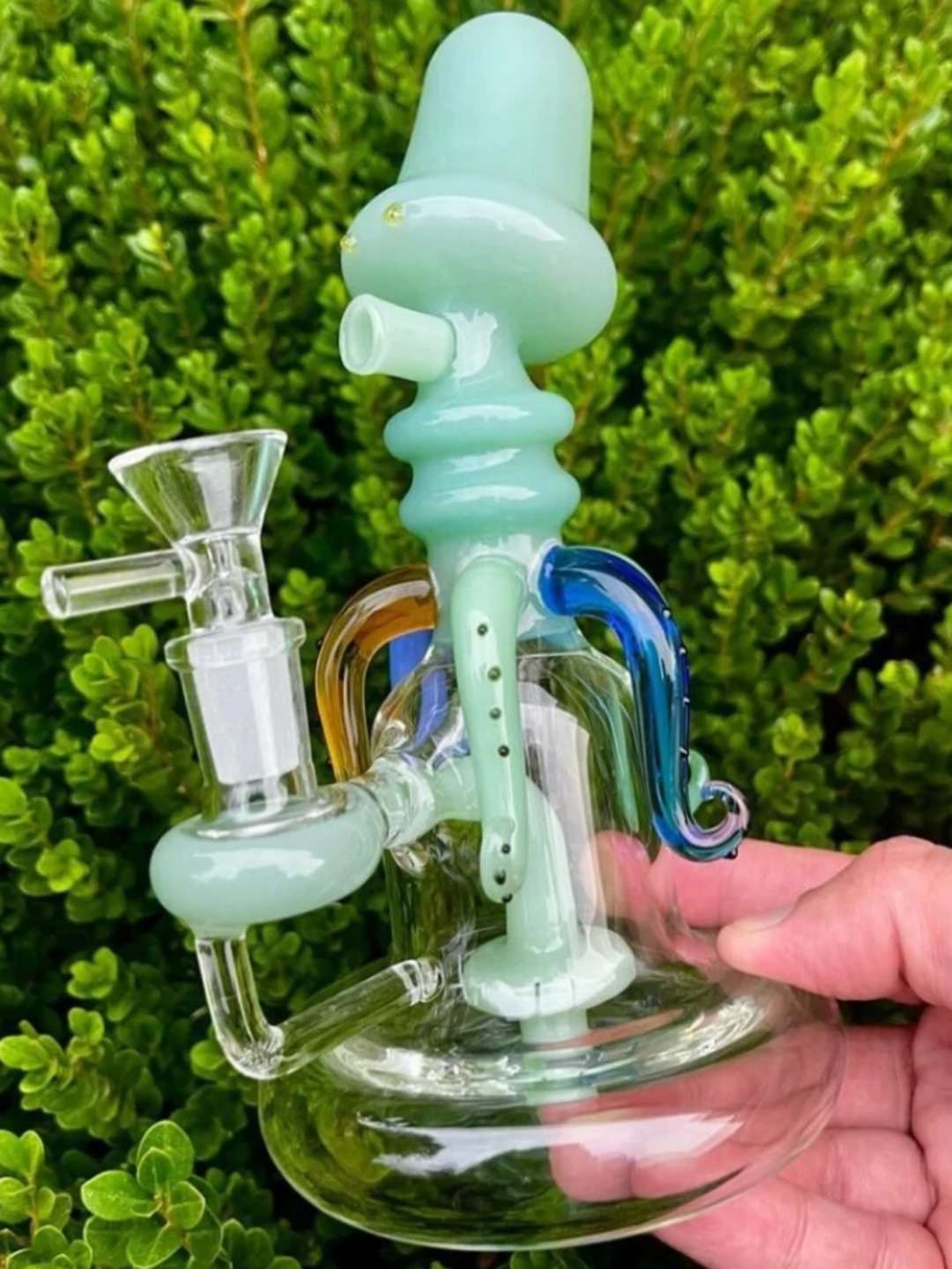 9" Octopus head Bong Glass Water Pipe Smoking Rig image 0