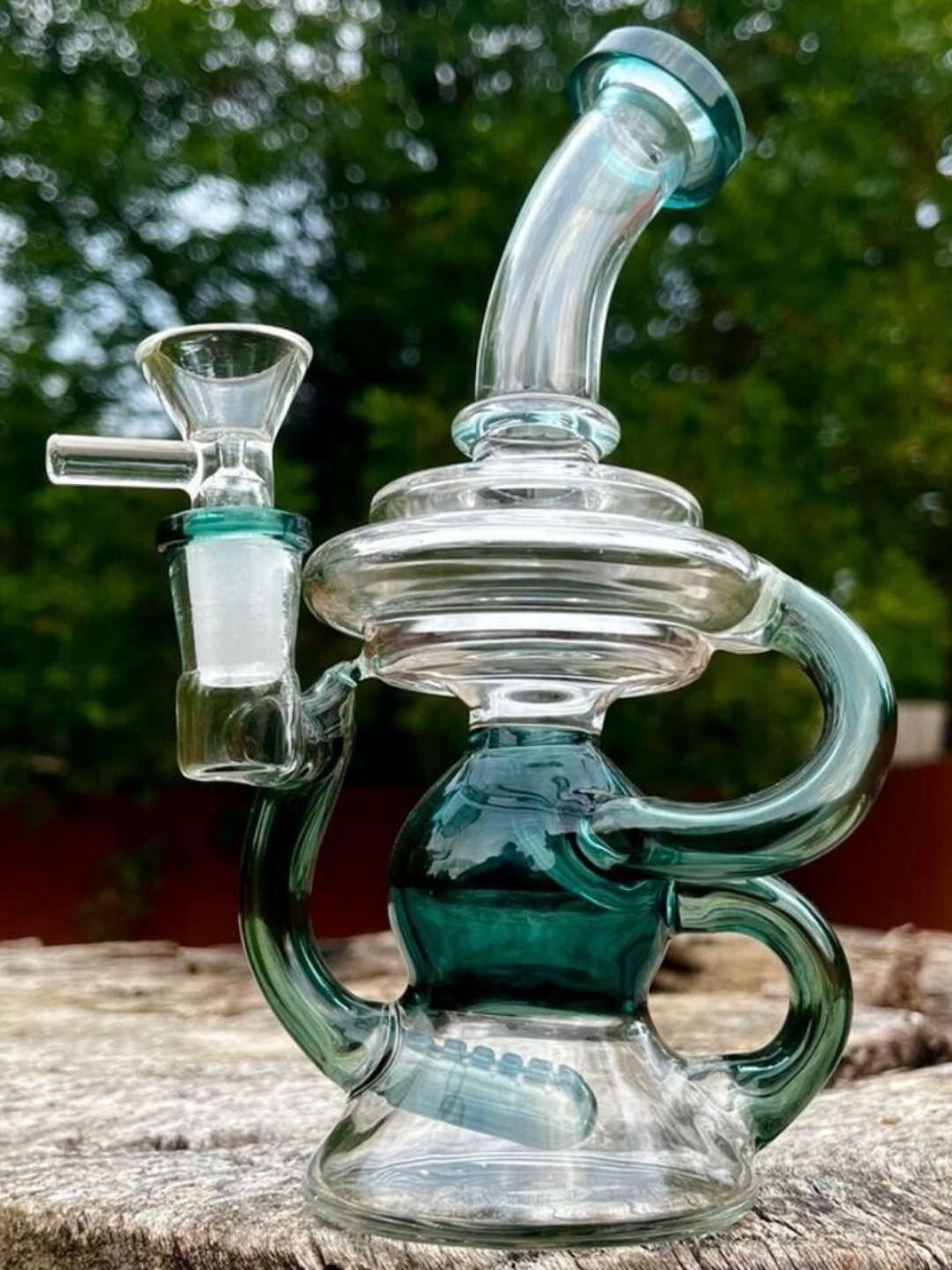 8" Double Recycler Rig Bong Water Pipe image 0
