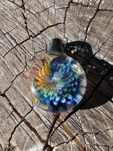 Preview pic of Blue stardust wigwag dot implosion pendant