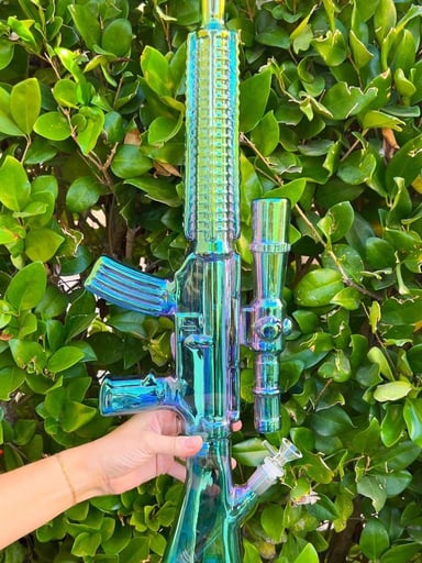Preview pic of 24 Inch Blue Green Iridescent Rifle Water Pipe