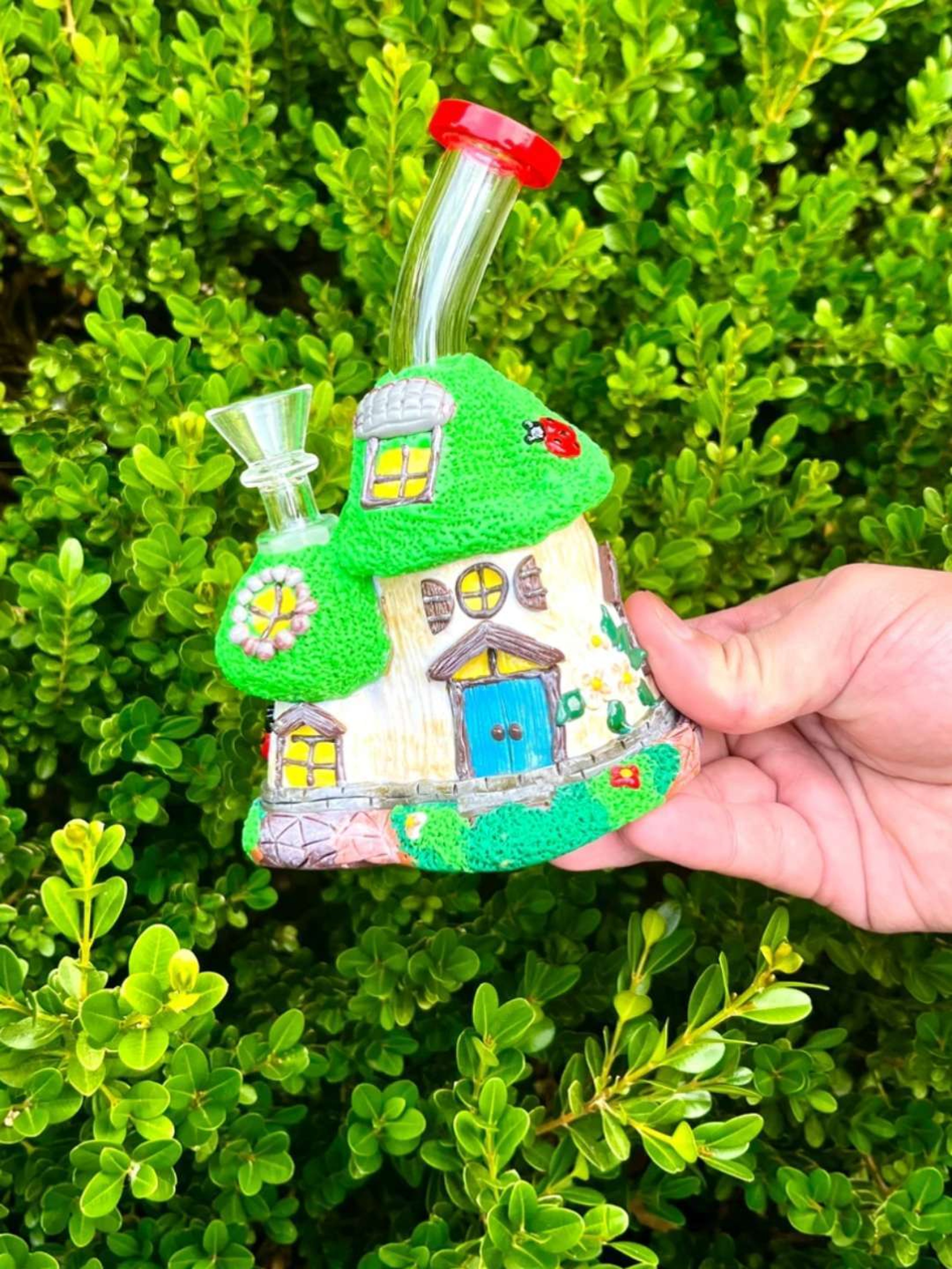 7" Mushroom Treehouse Ceramic Glass Pipe image 0