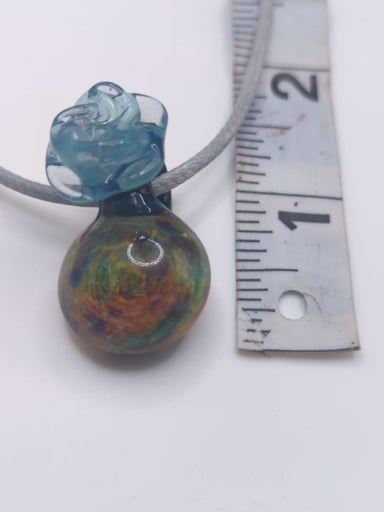 Preview pic of Multicolor pattern pendant with light blue rose