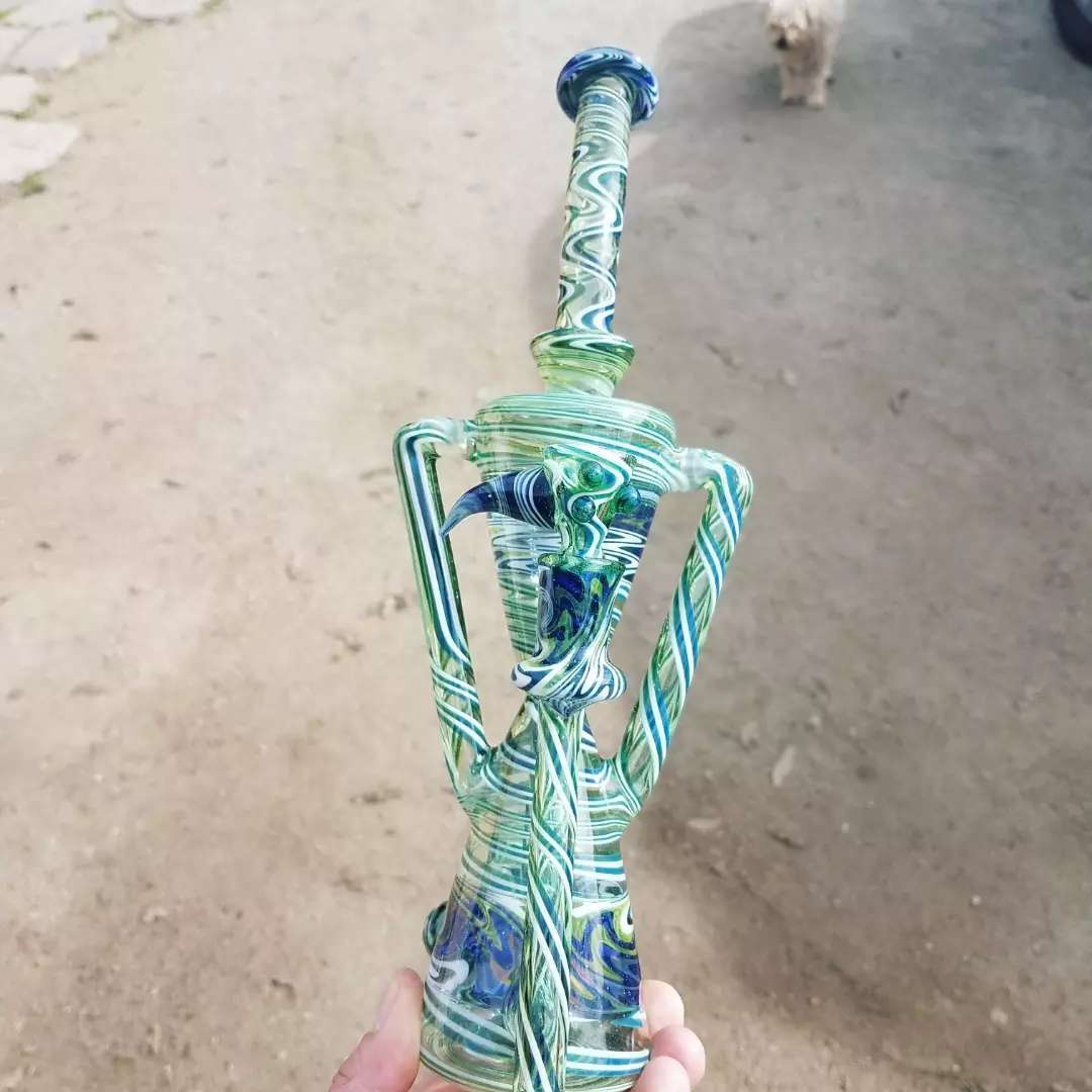 Preview pic of Fully hand made and one of a kind hourglass recycler. 