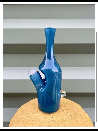 Preview pic of Welch glass sake bottle semi transparent blue