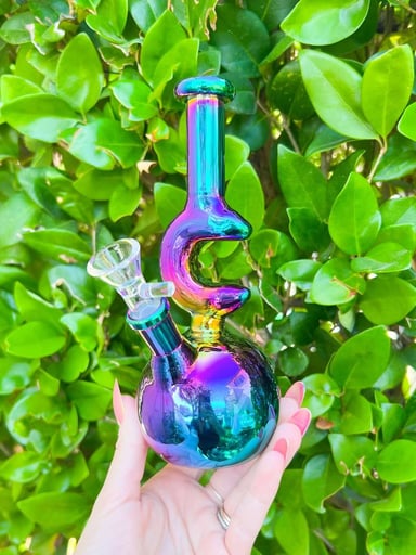 Preview pic of Rainbow Iridescent Cresent Moon Water Pipe