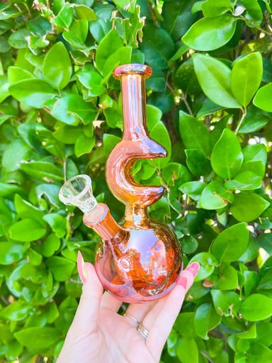 Preview pic of Amber Iridescent Crescent Moon Water Pipe