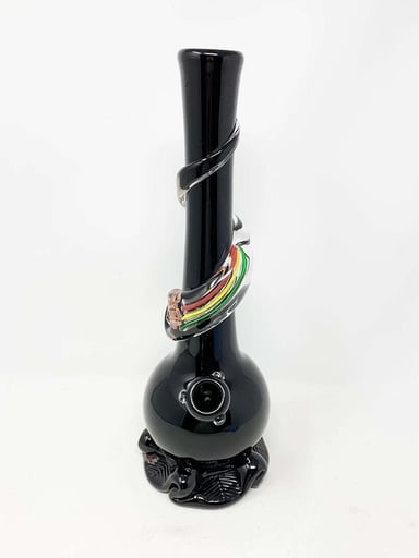 Preview pic of Noble Glass Rasta Dichro Wrap 14 Inch Beaker